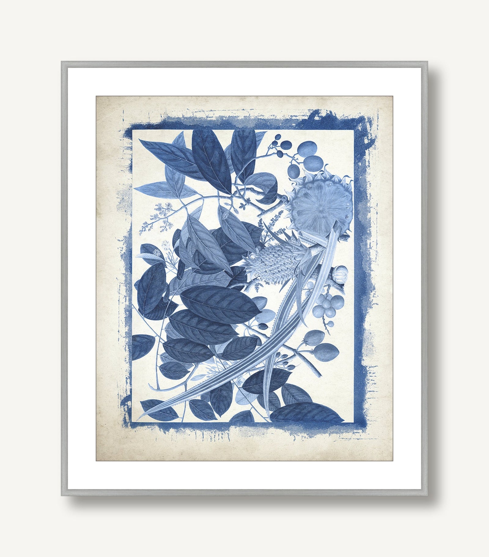 Botanicals Recast in Blue 1 framed