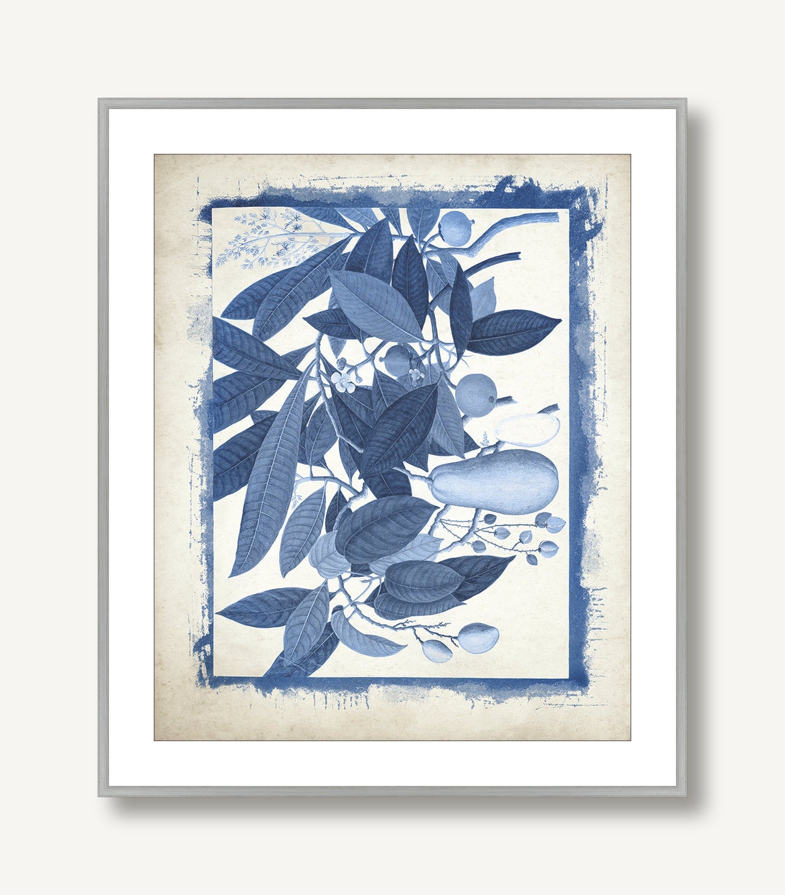 Botanicals Recast in Blue 2 framed