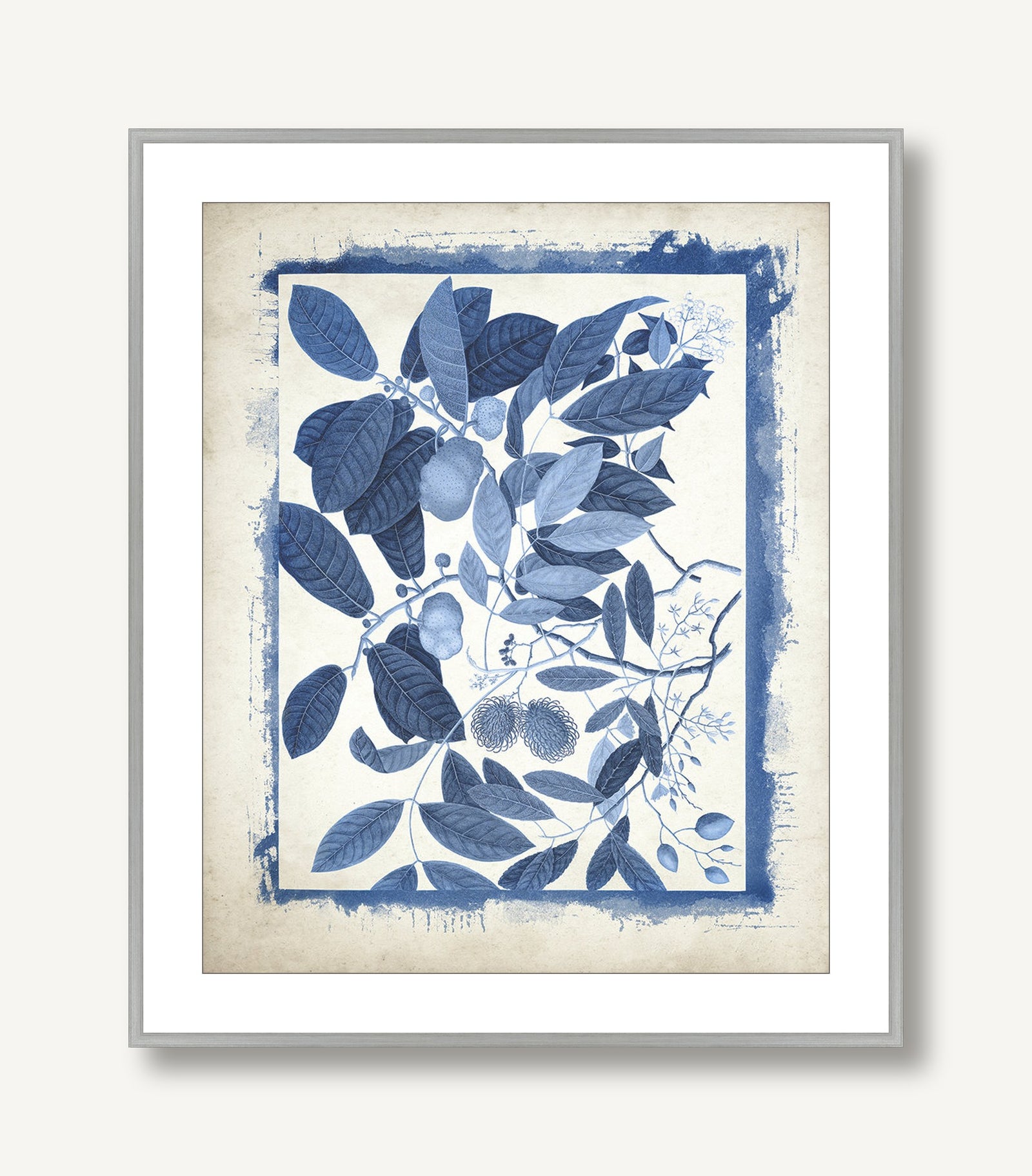 Botanicals Recast in Blue 3 framed