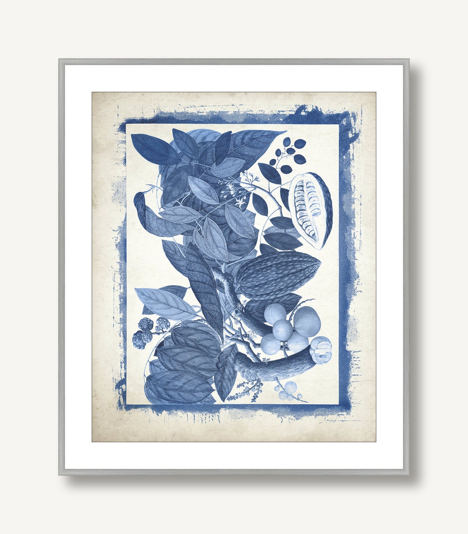 Botanicals Recast in Blue 4 framed