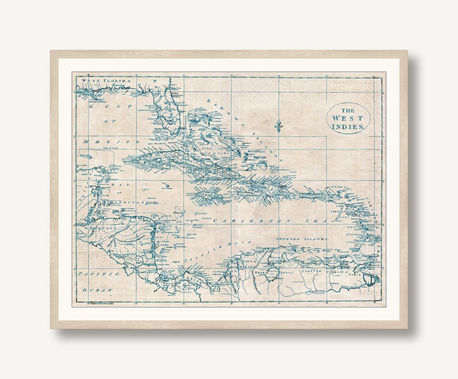 Map of West Indies 1 framed