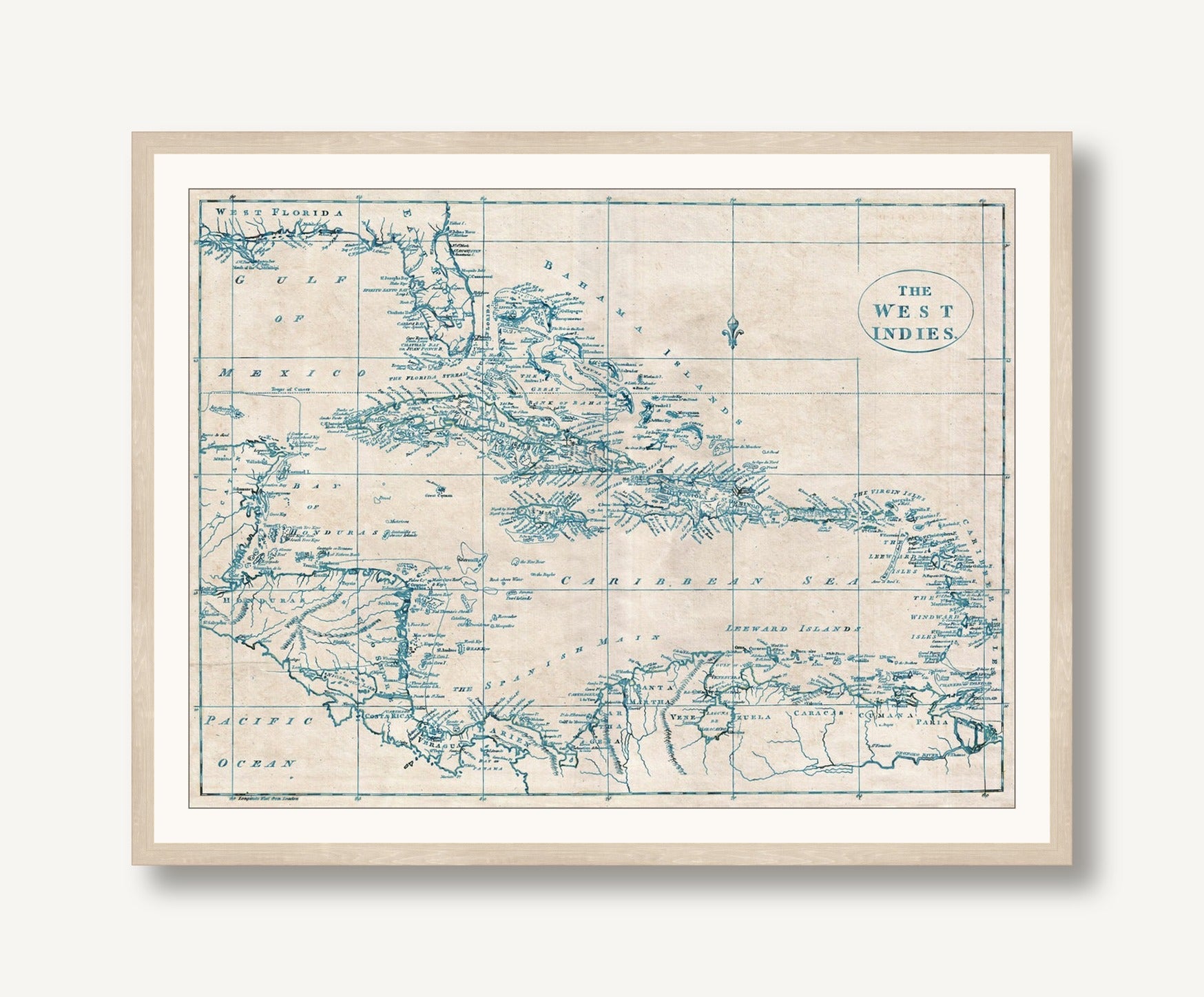 Map of West Indies 1 framed