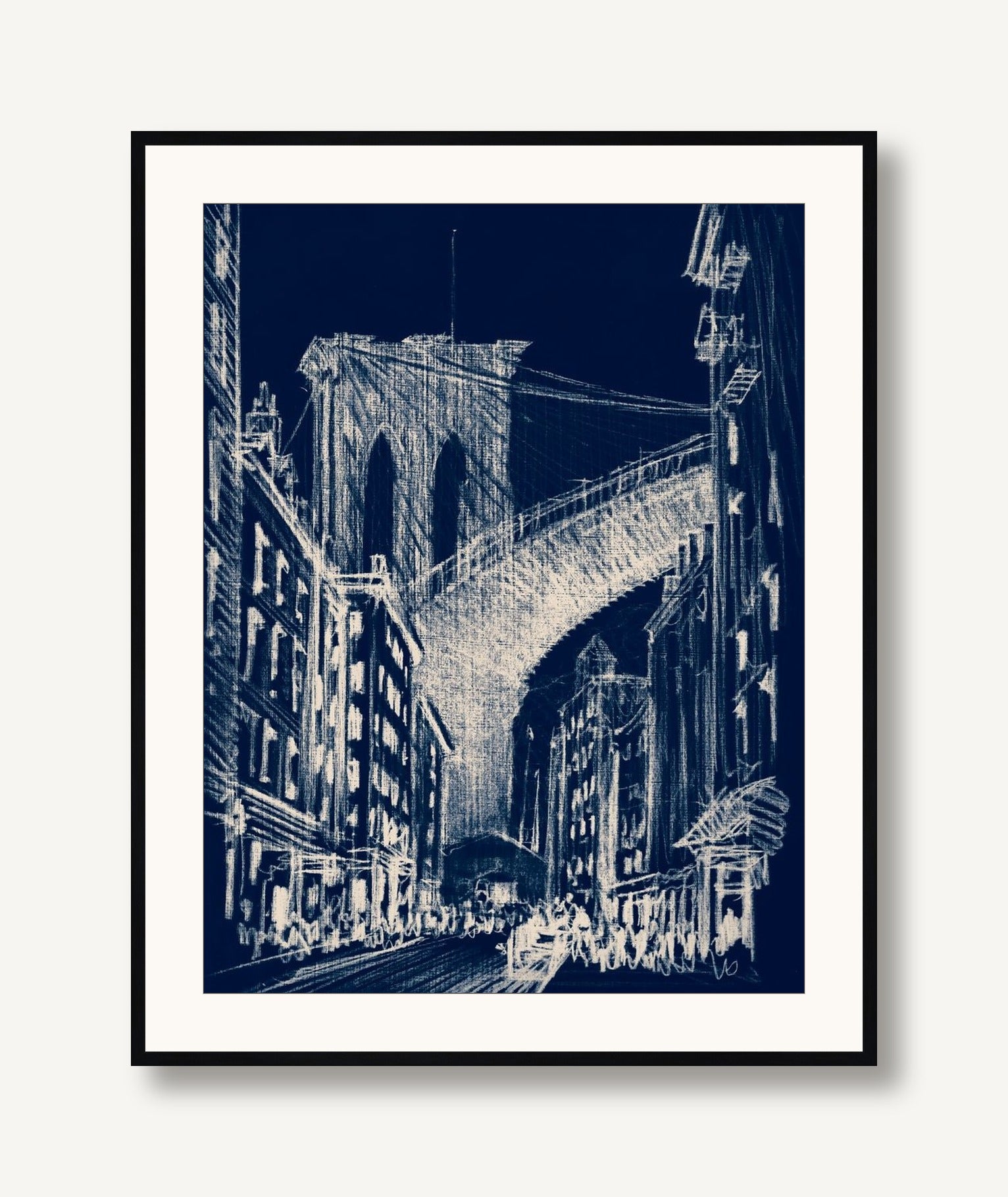 Under Brooklyn Bridge Blue 1 framed