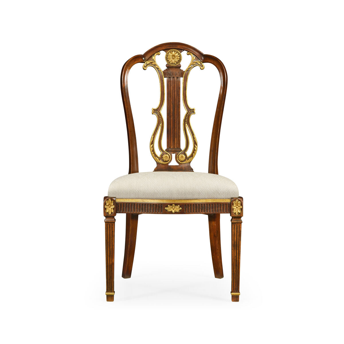 Buckingham Gilded Lyre Back Side Chair ( 492836-SC-MAH-F200 )