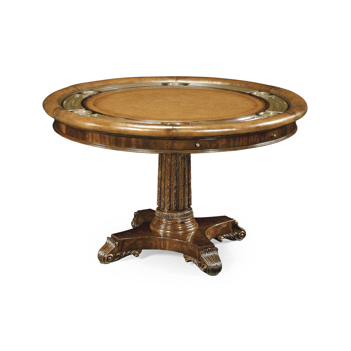 Mahogany Round Poker Table