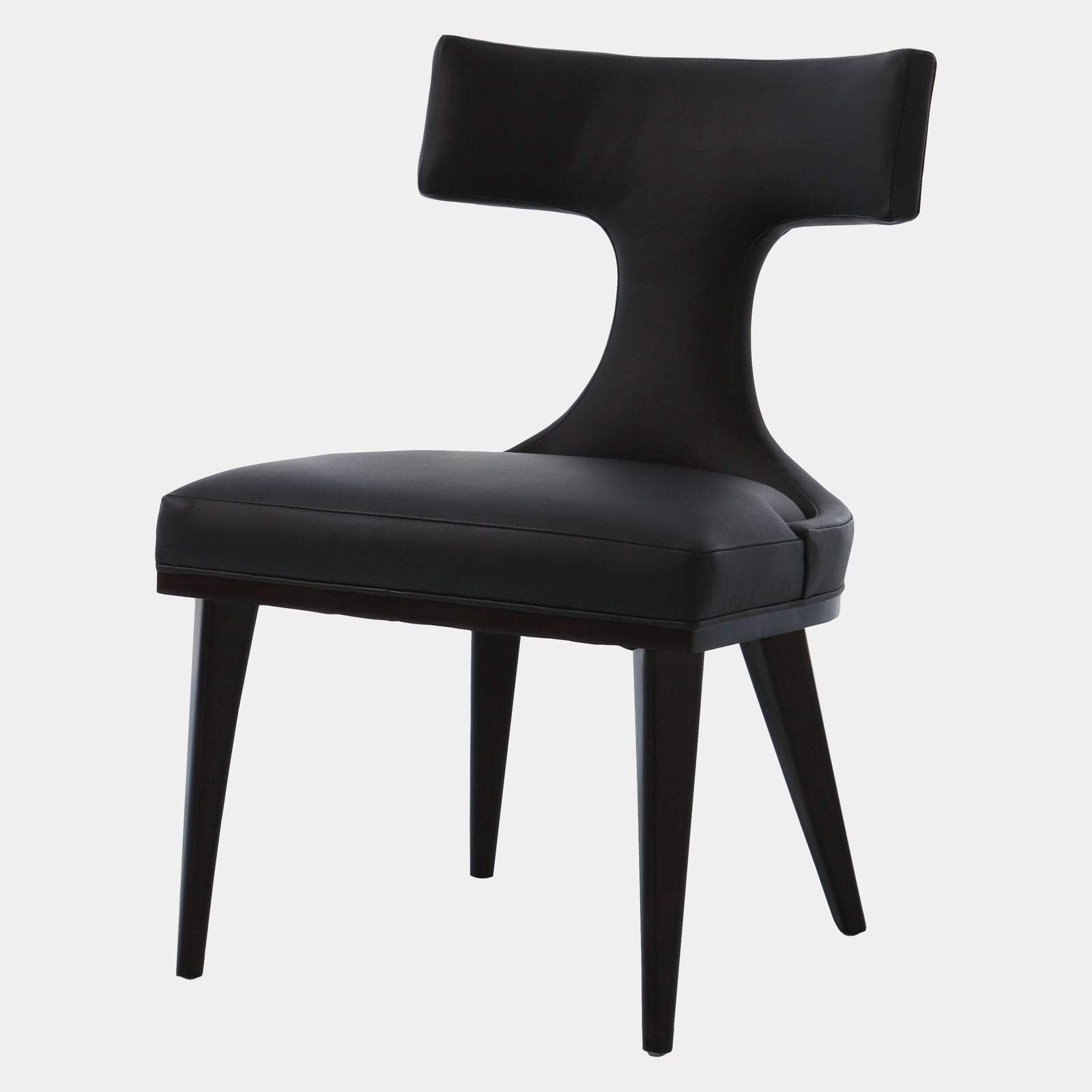 Anvil Back Dining Chair-Black Leather