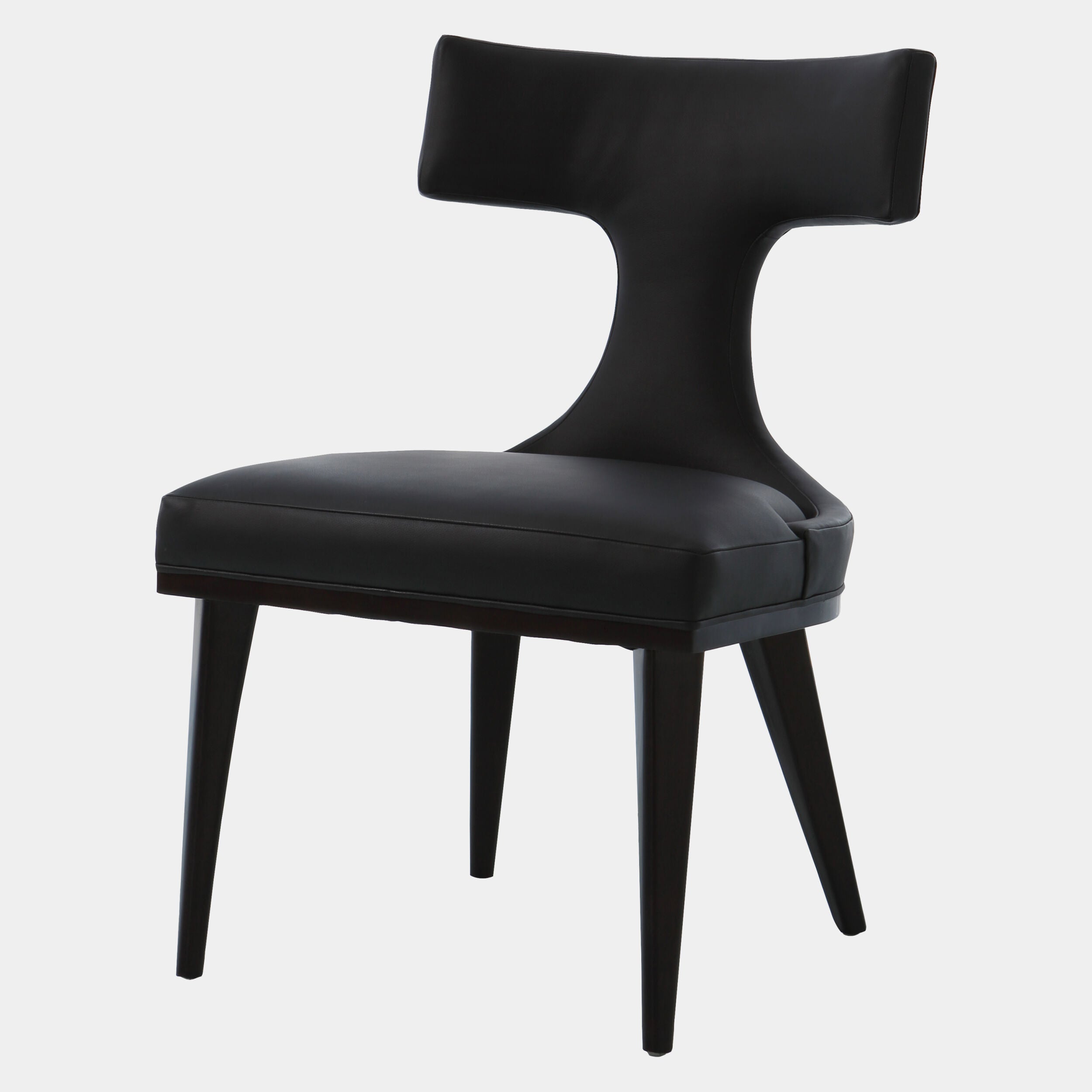 Anvil Back Dining Chair-Black Leather