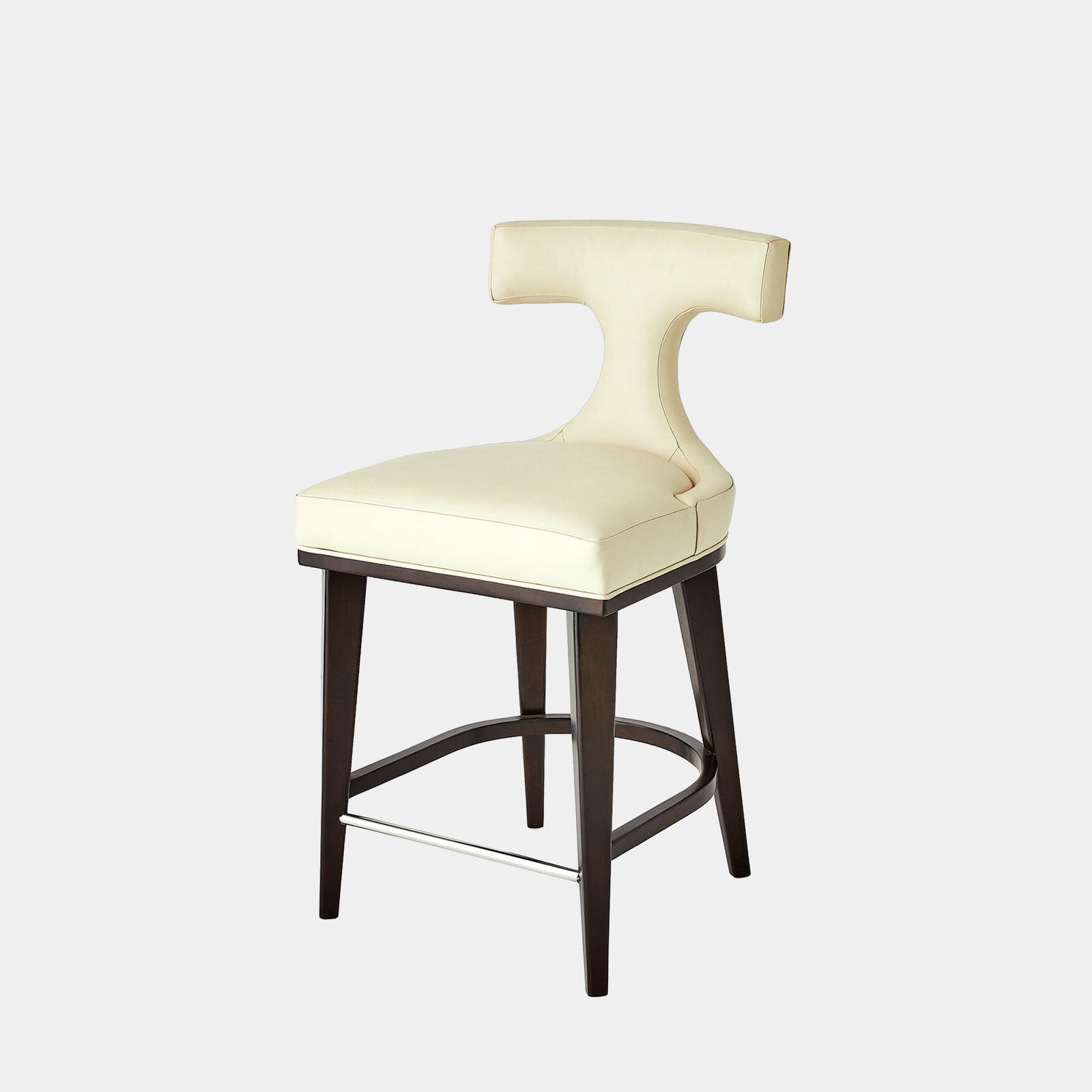 Anvil Back Counter Stool-Ivory Leather