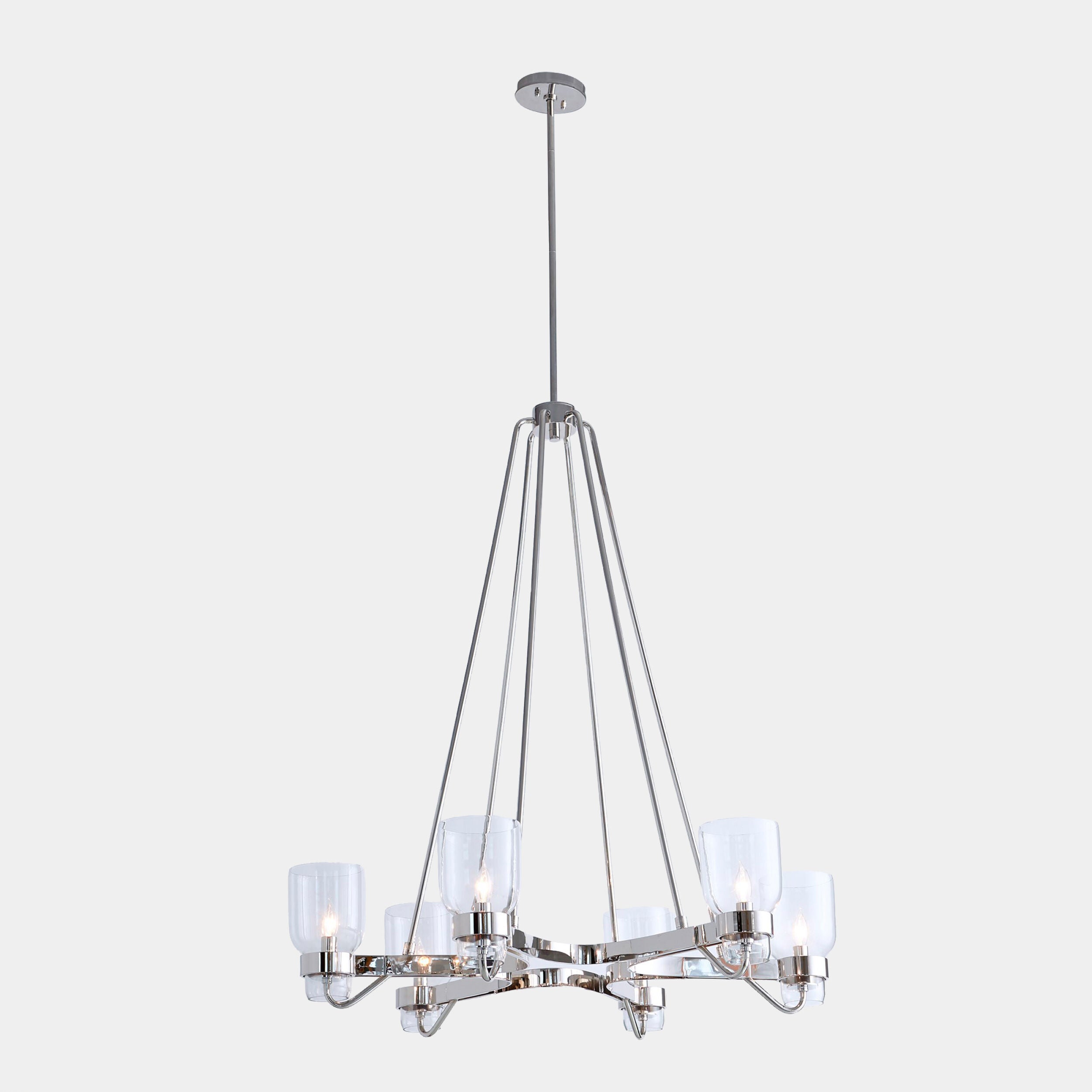 Richard Six Light Chandelier-Shiny Nickel