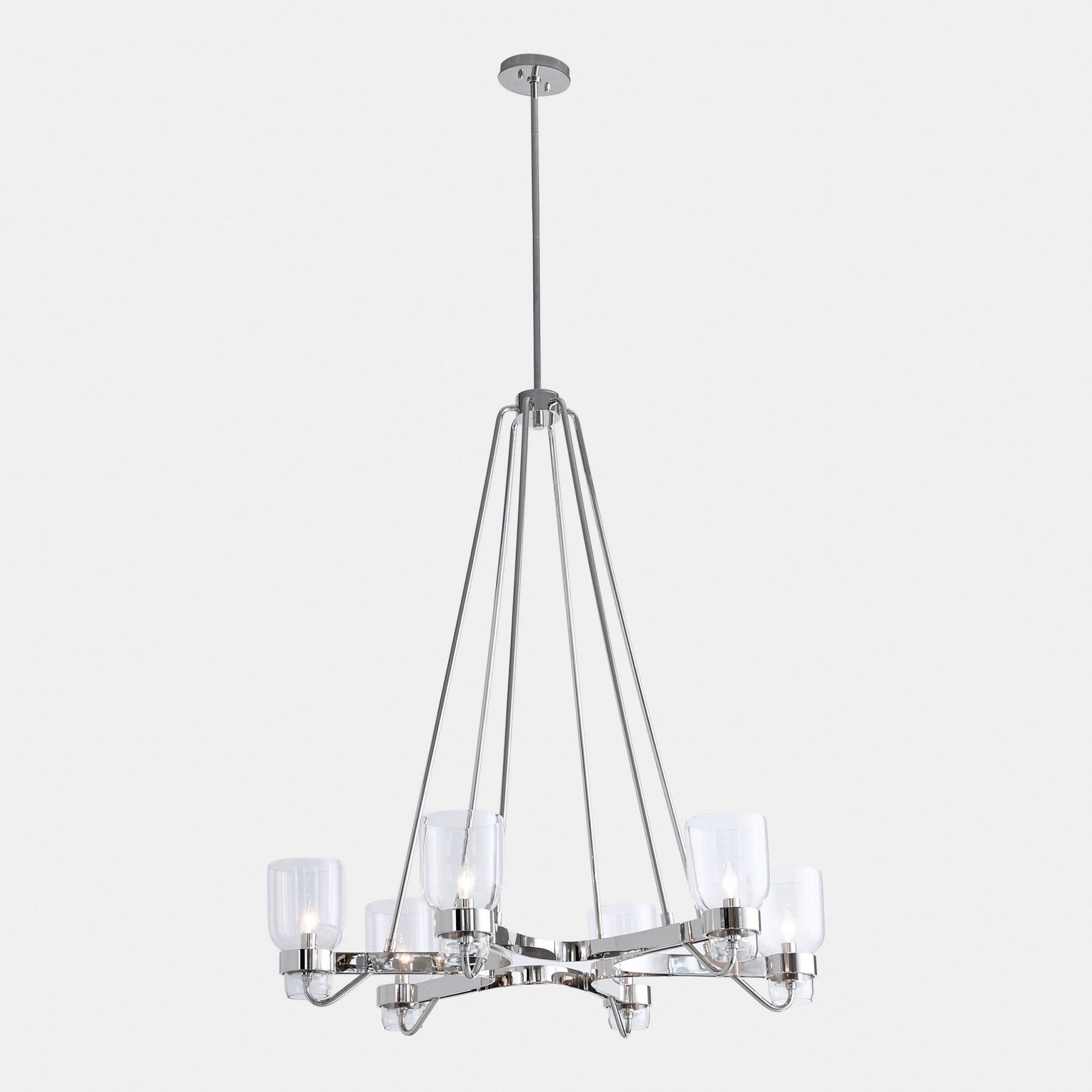Richard Six Light Chandelier-Shiny Nickel