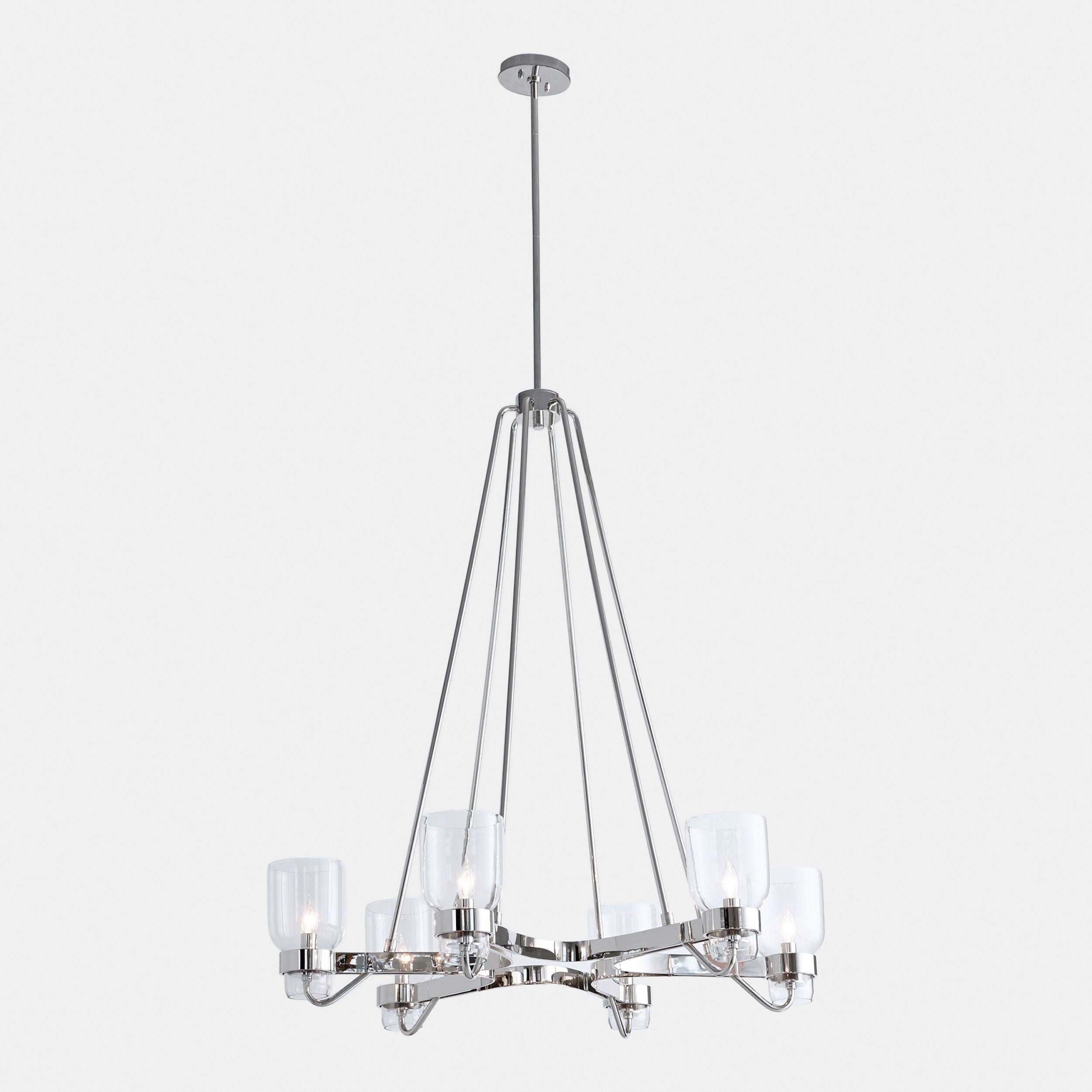 Richard Six Light Chandelier-Shiny Nickel
