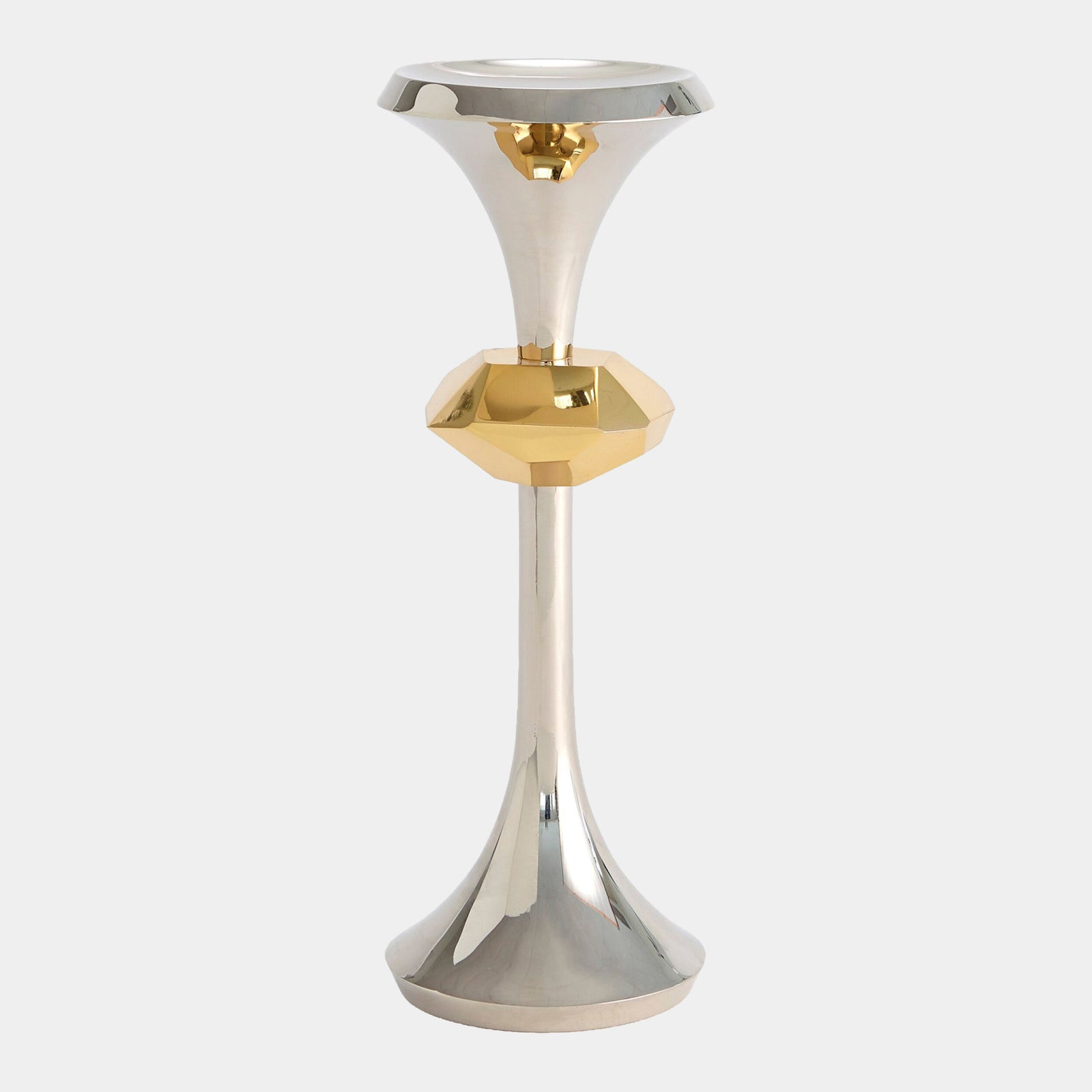 Gabriel Nickel Candle Holder-Lg