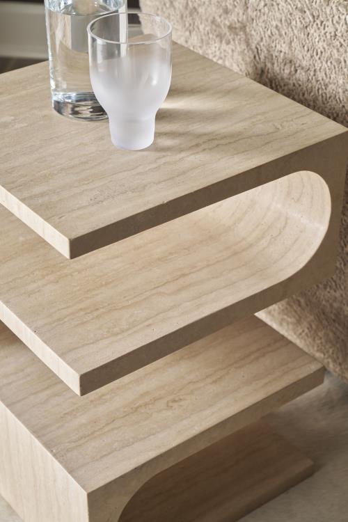 Ascoli Accent Table - Travertine
