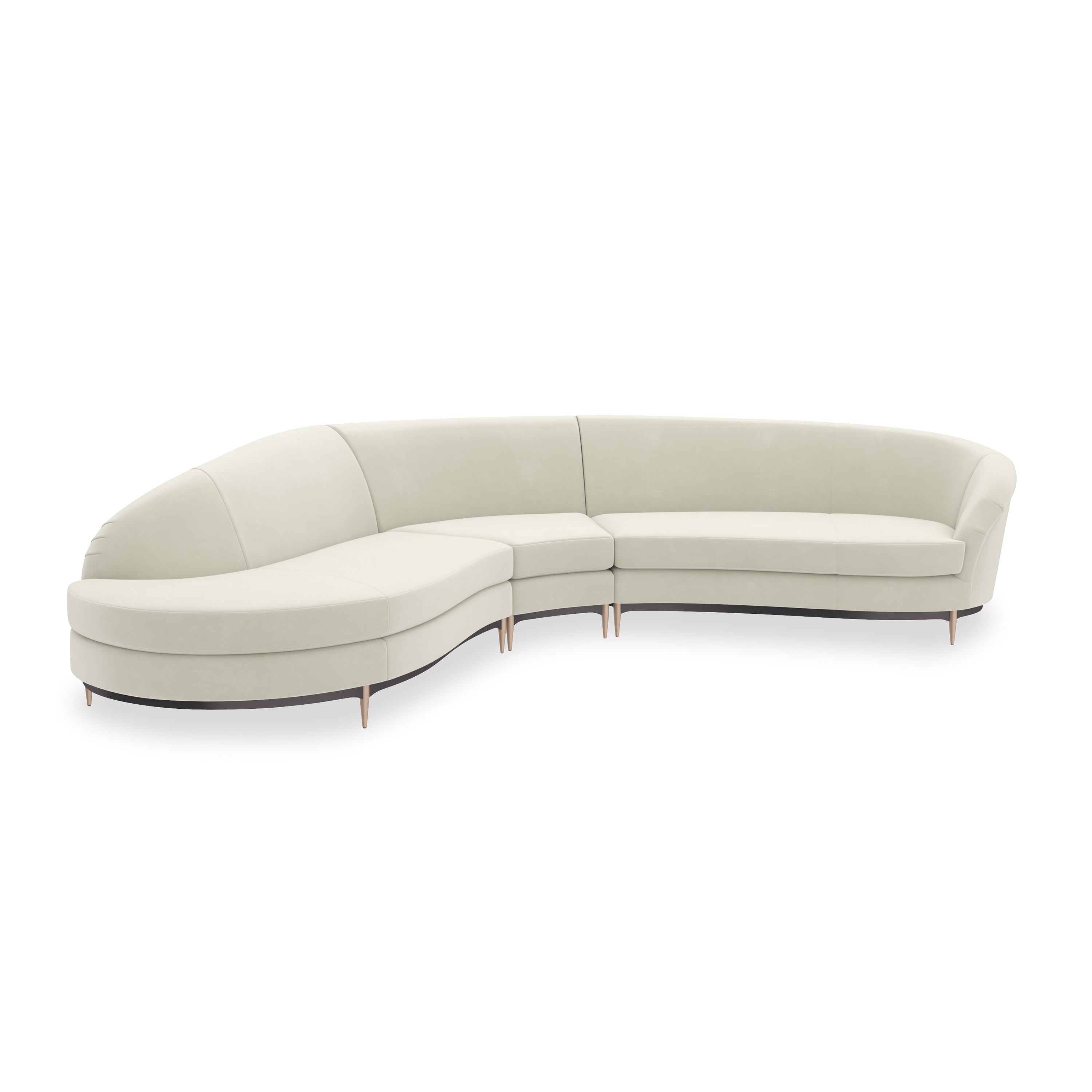 *Three'S Company Lf Chaise 3Pc Sec - Ivo