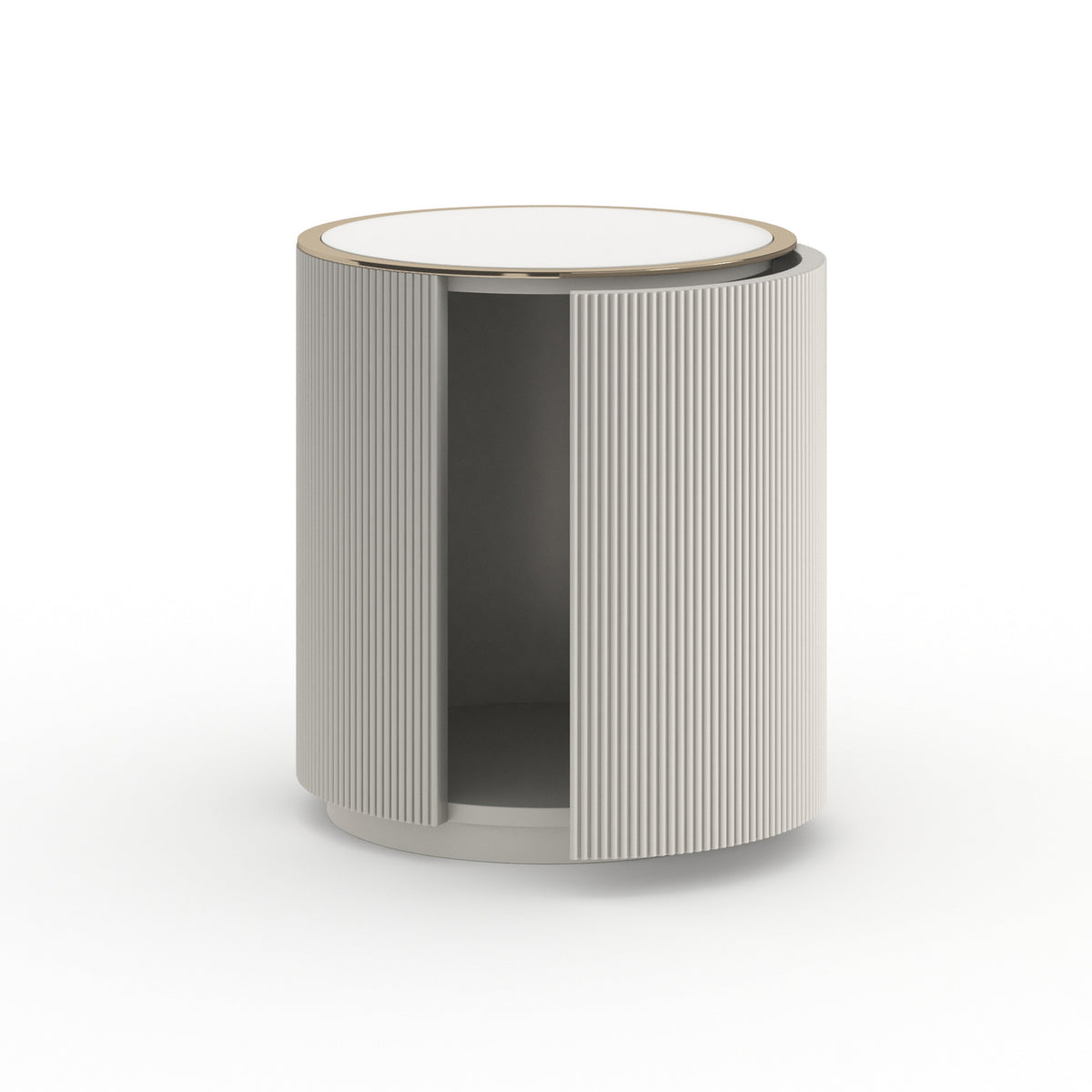 Love Round End Table - Matte Pearl