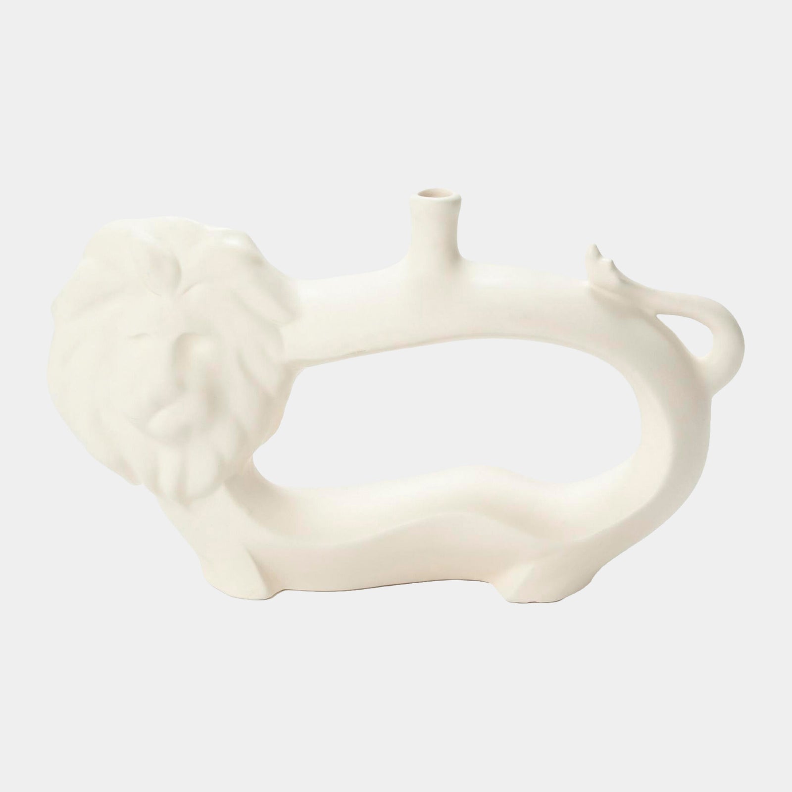 Alfonso Lion Vase-Matte White