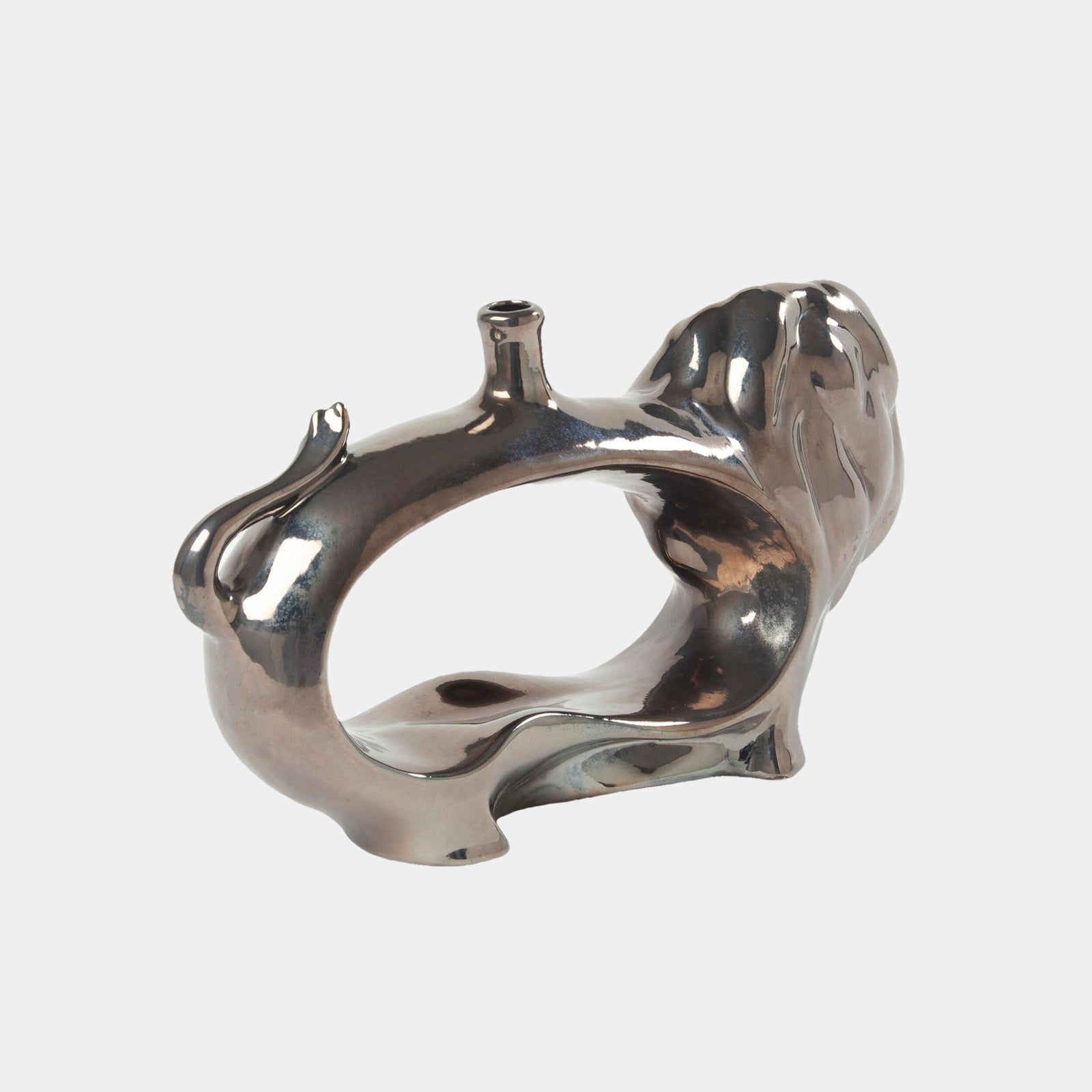 Alfonso Lion Vase-Metallic