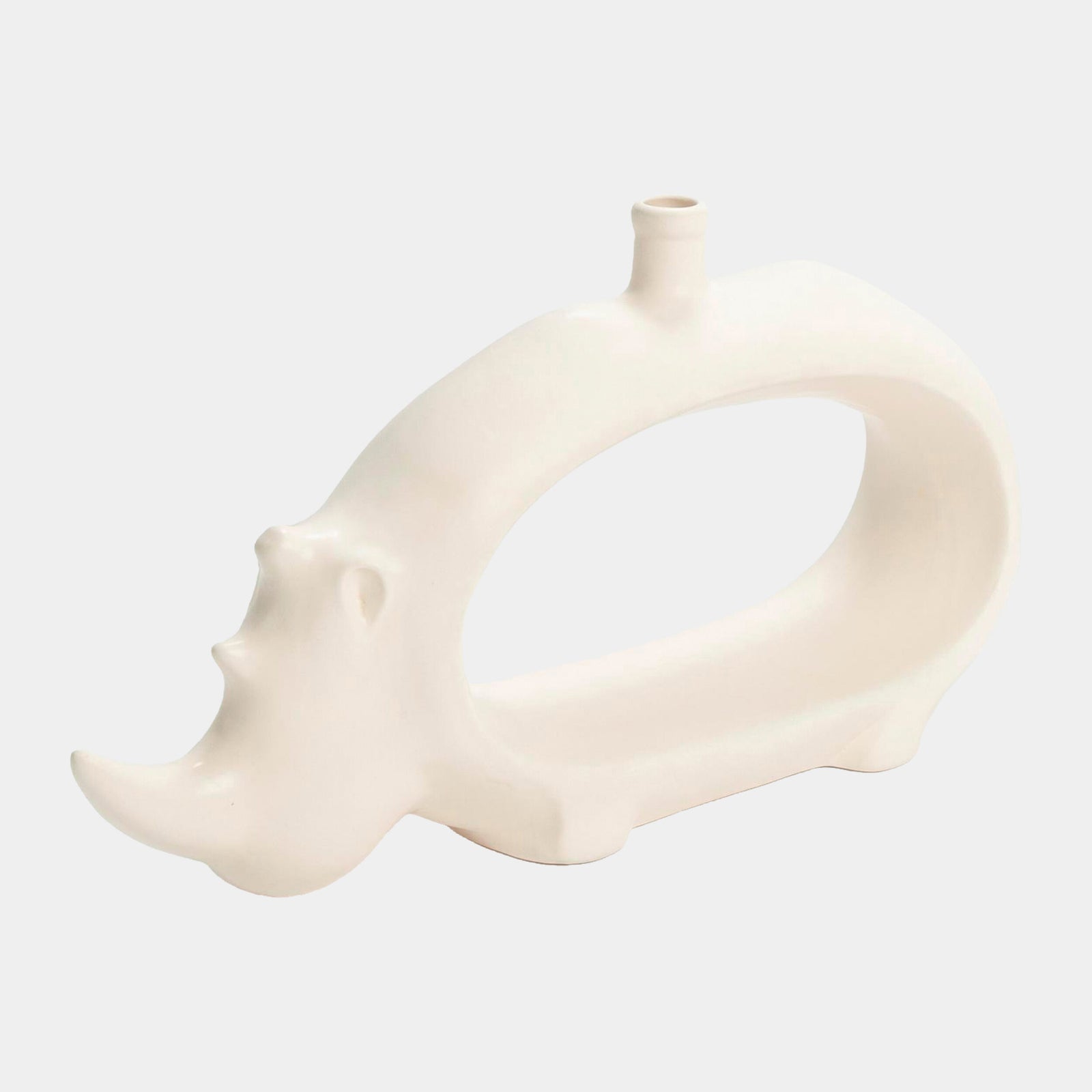 Rhino Vase-Matte White