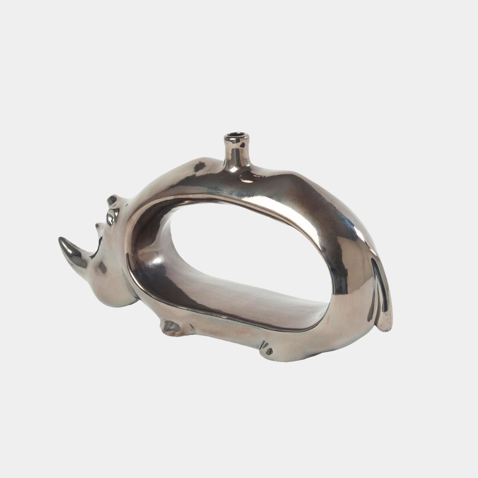 Rhino Vase-Metallic