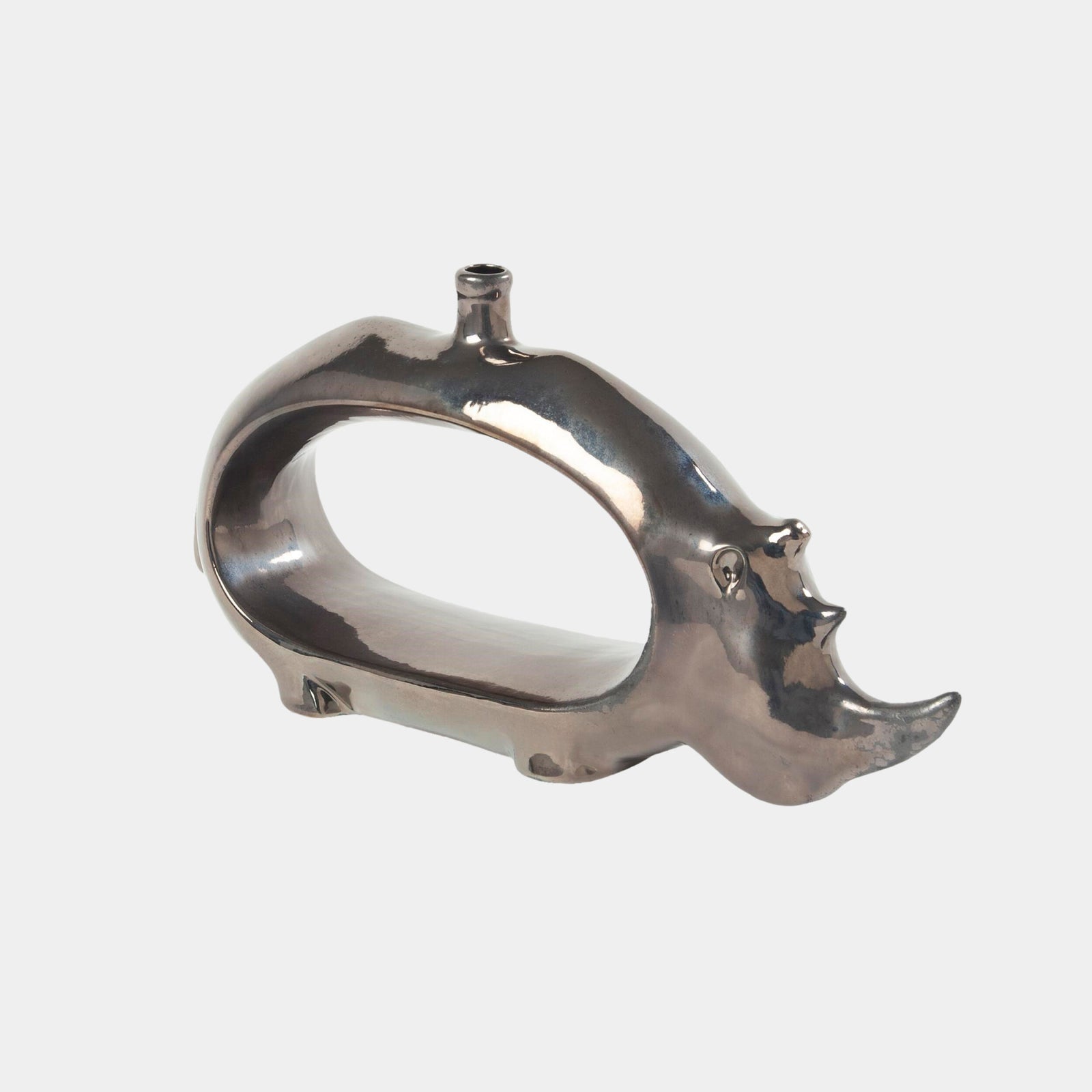 Rhino Vase-Metallic