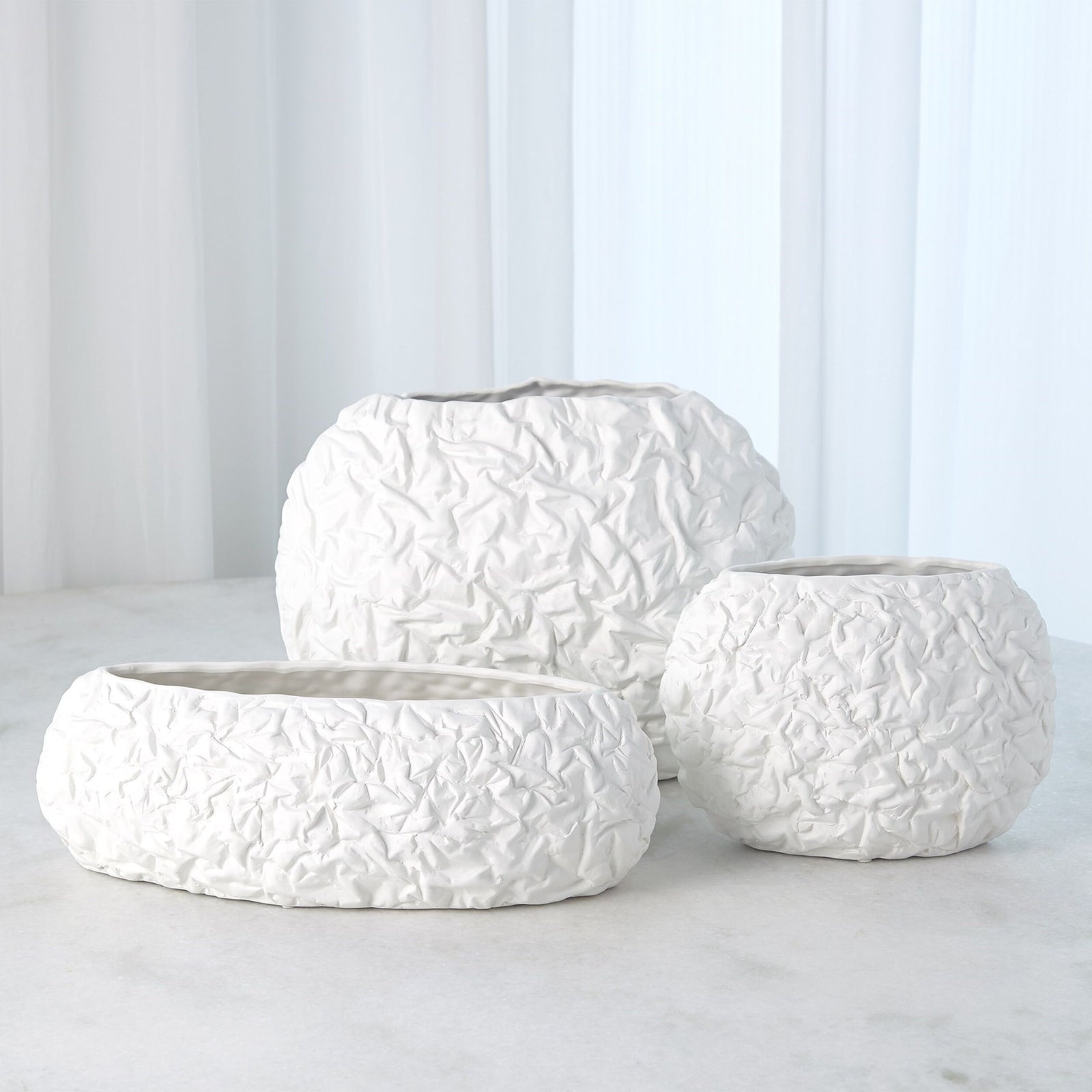 Sherrie Crinkled Paper Bowl-Matte White