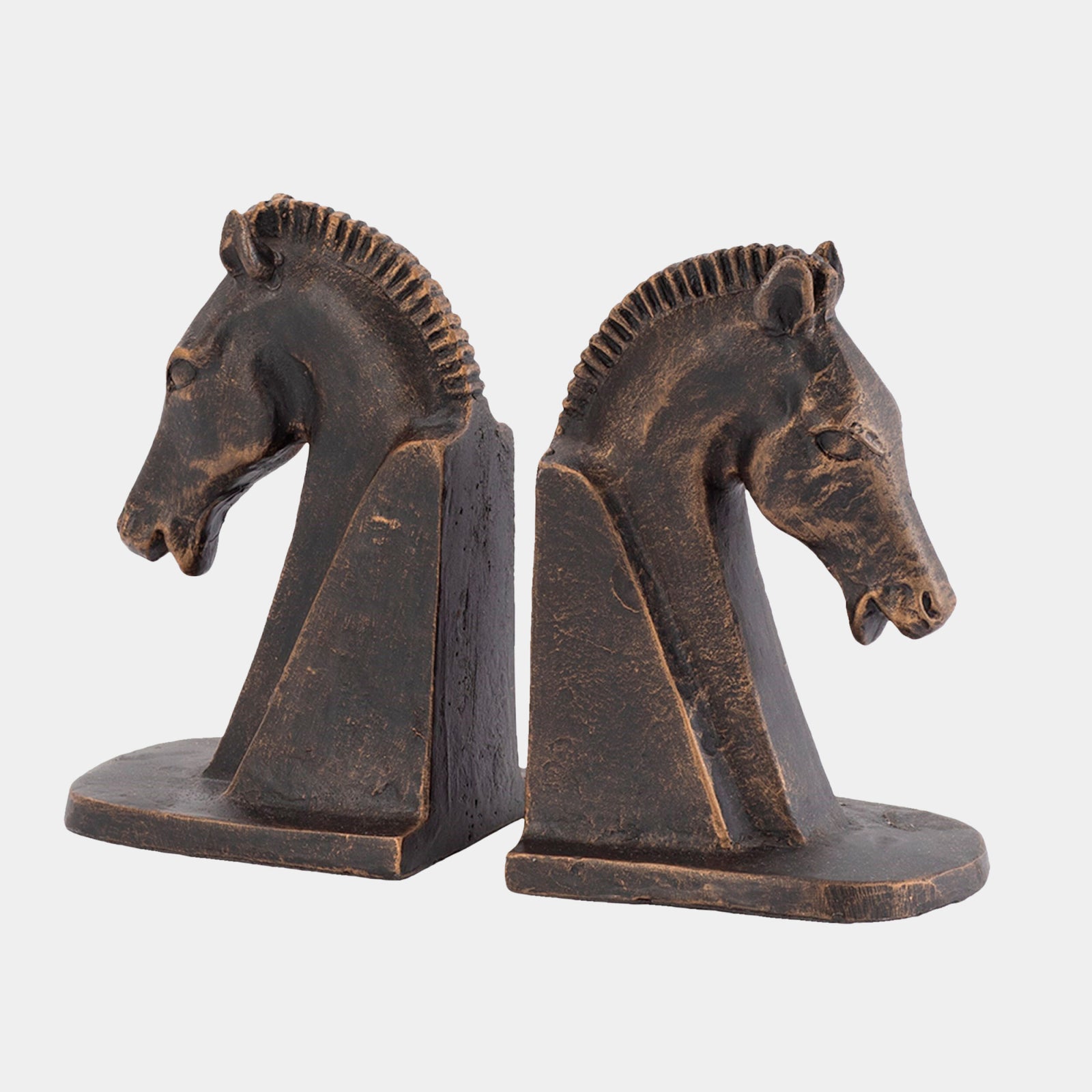 Trojan Horse Head Bookends-Bronze
