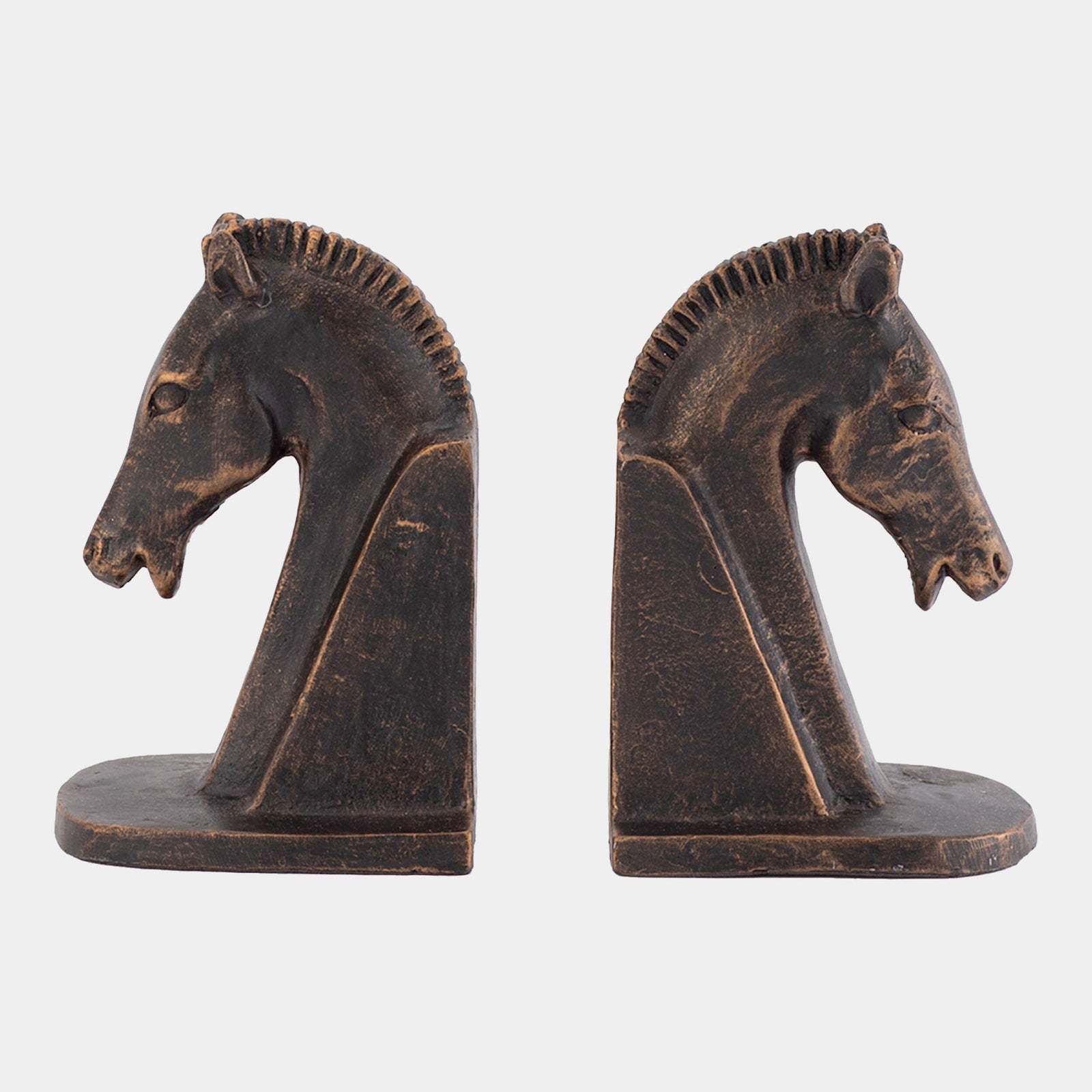 Trojan Horse Head Bookends-Bronze