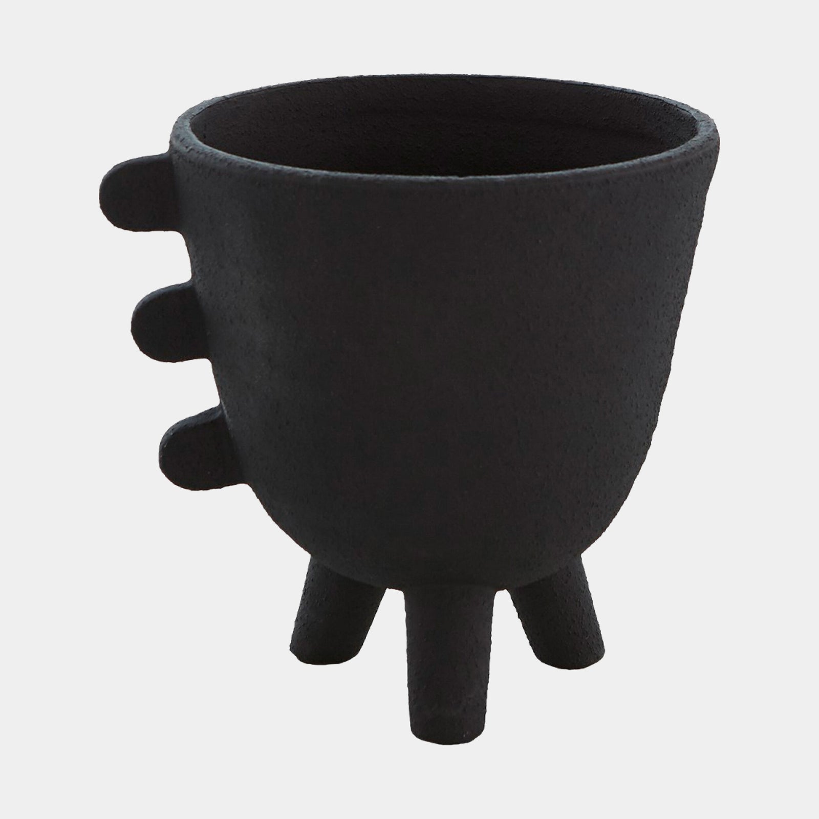 Primitive Porcelain 3 Leg Cache Pot-Black