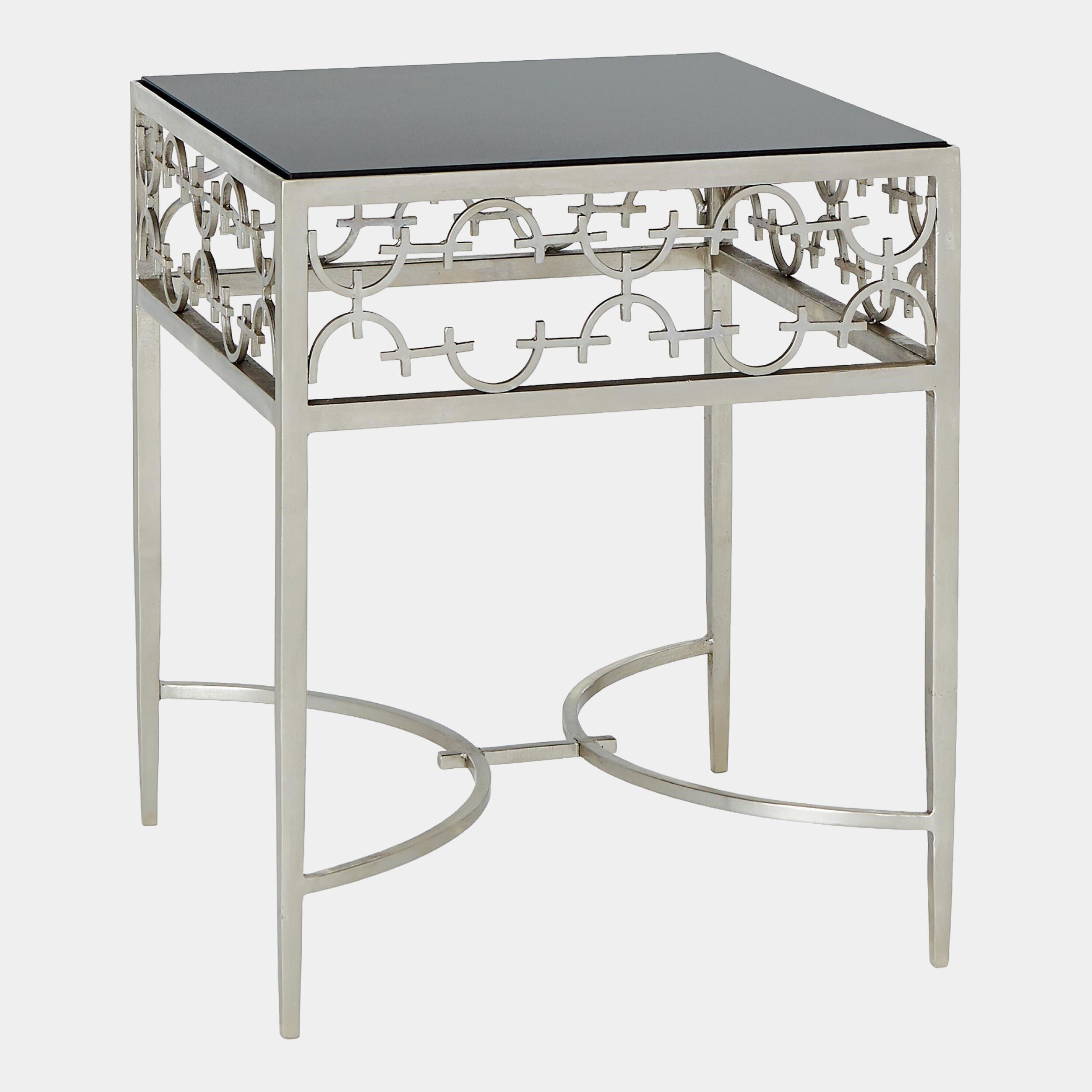 Nikos C-Fret Side Table-Silver