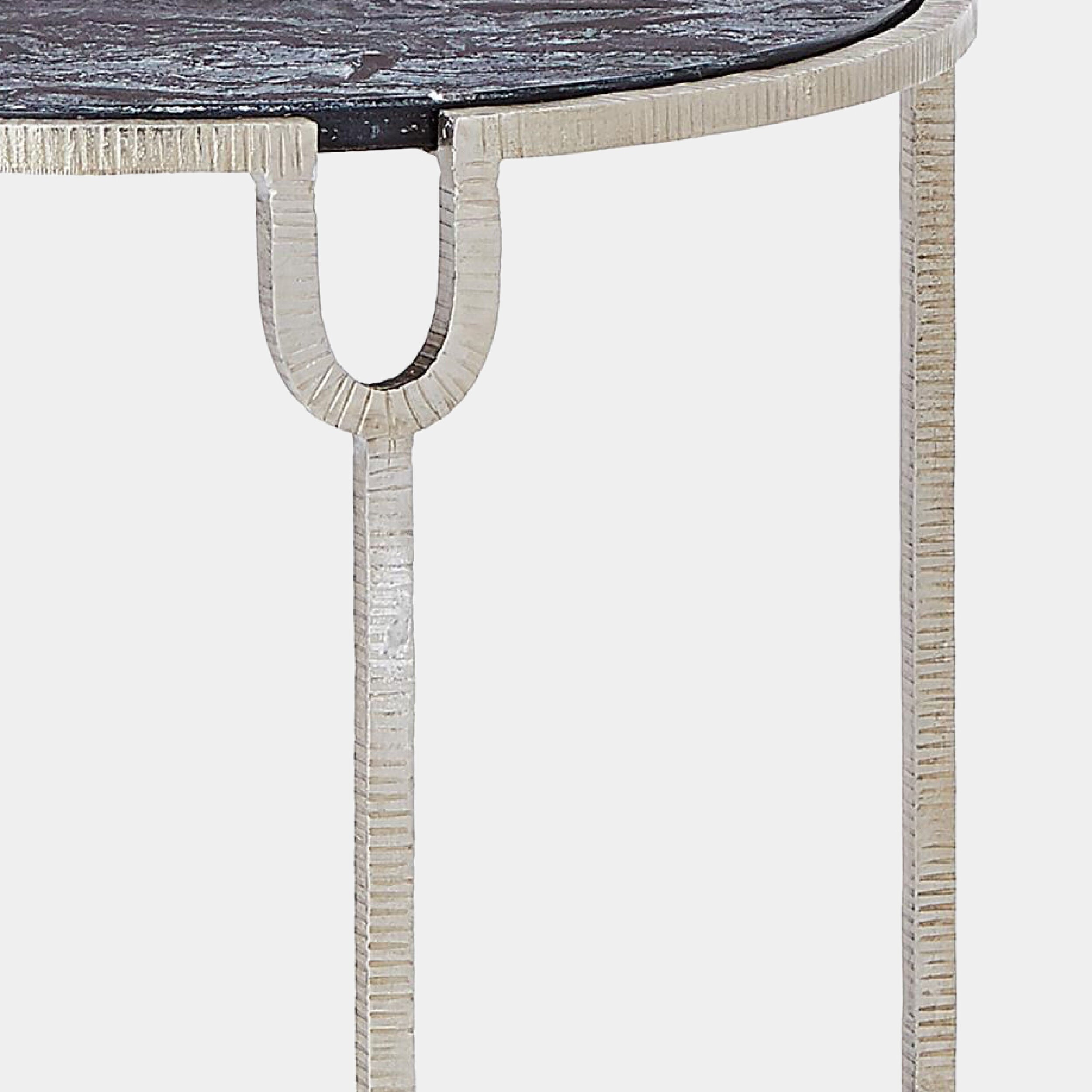 Demilune Side Table-Silver