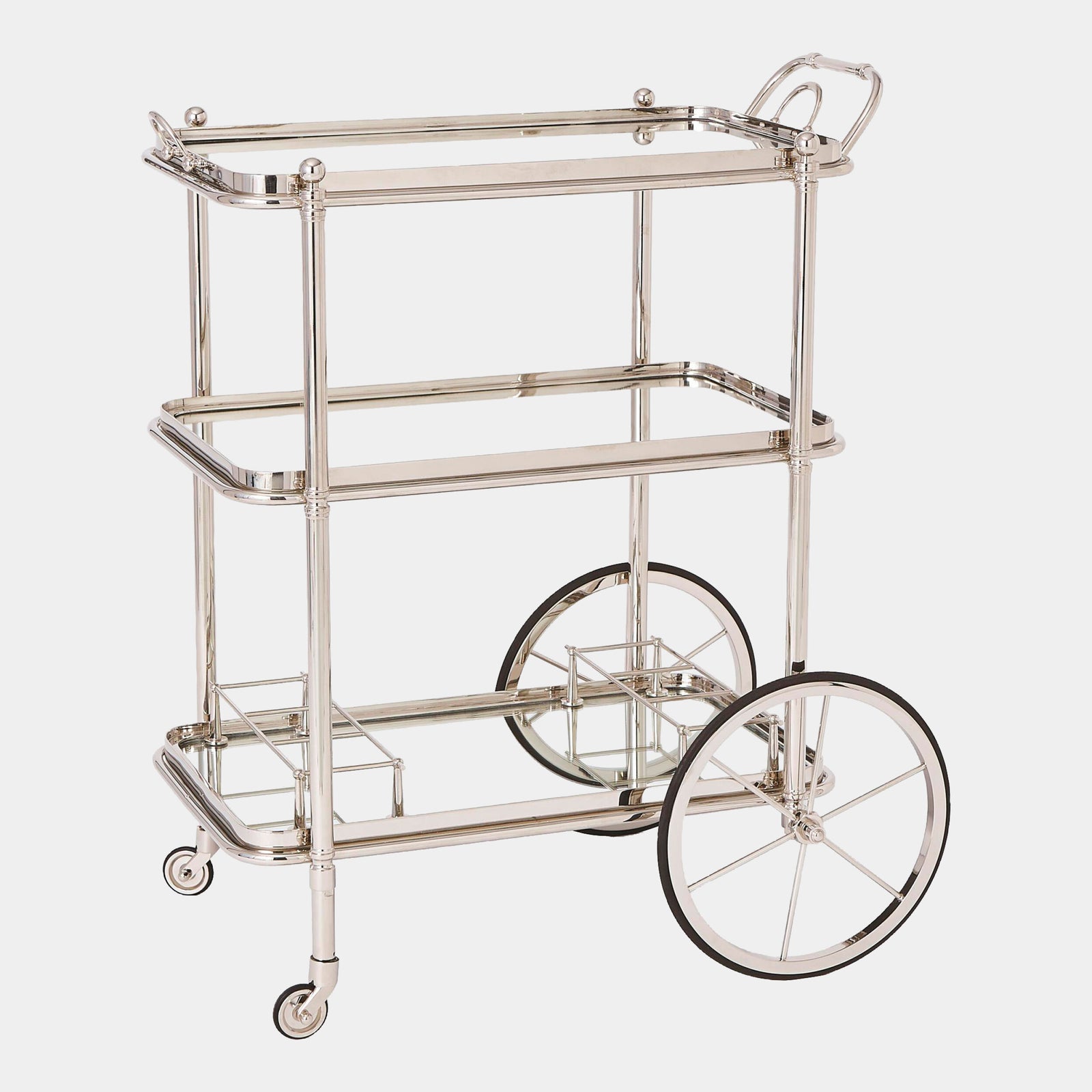 Jude English Bar Cart and Tea Trolley-Nickel