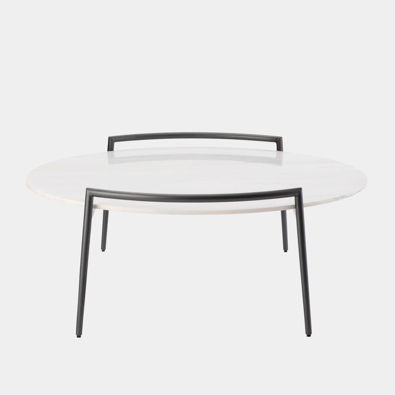 Retro Round Coffee Table-Gunmetal/White
