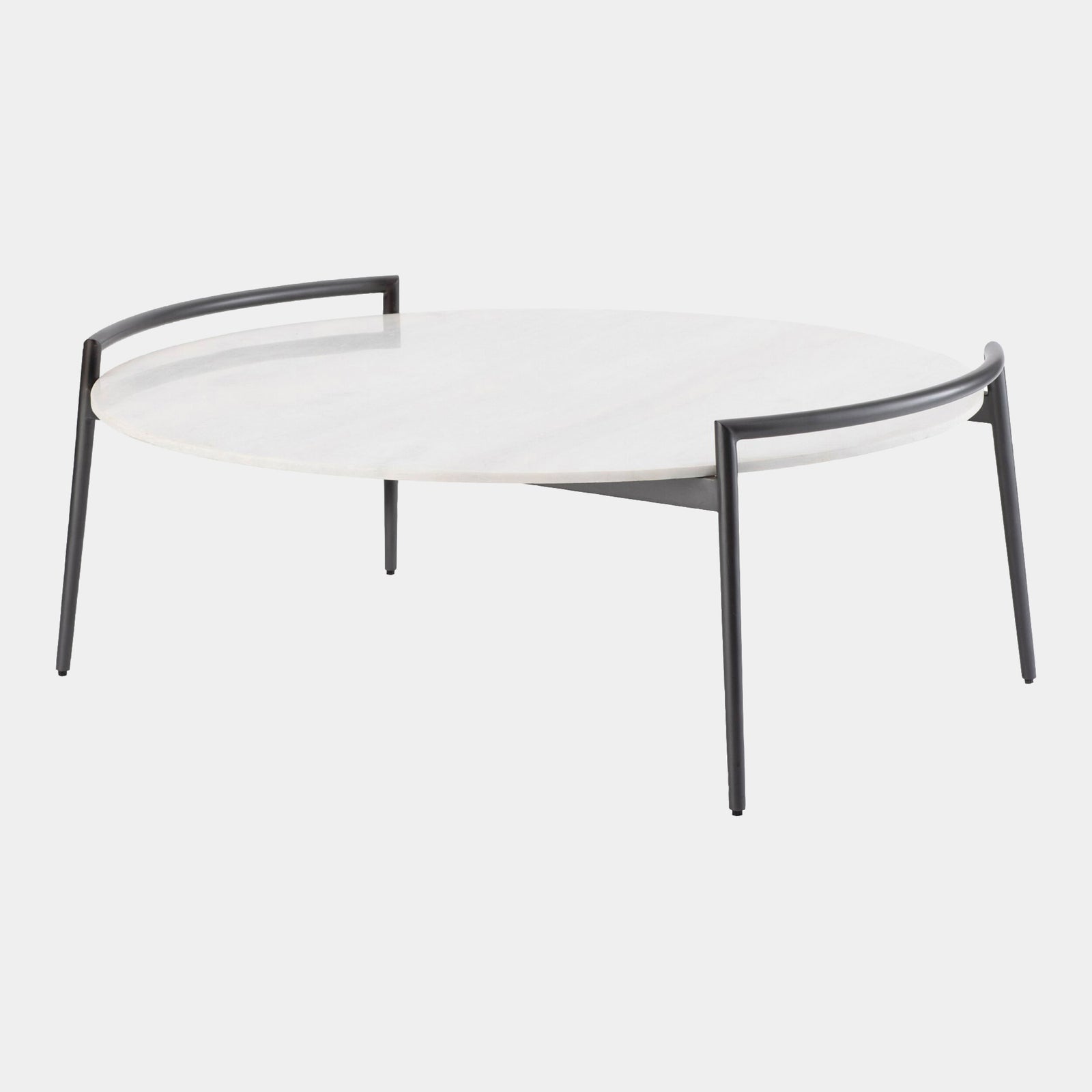 Retro Round Coffee Table-Gunmetal/White