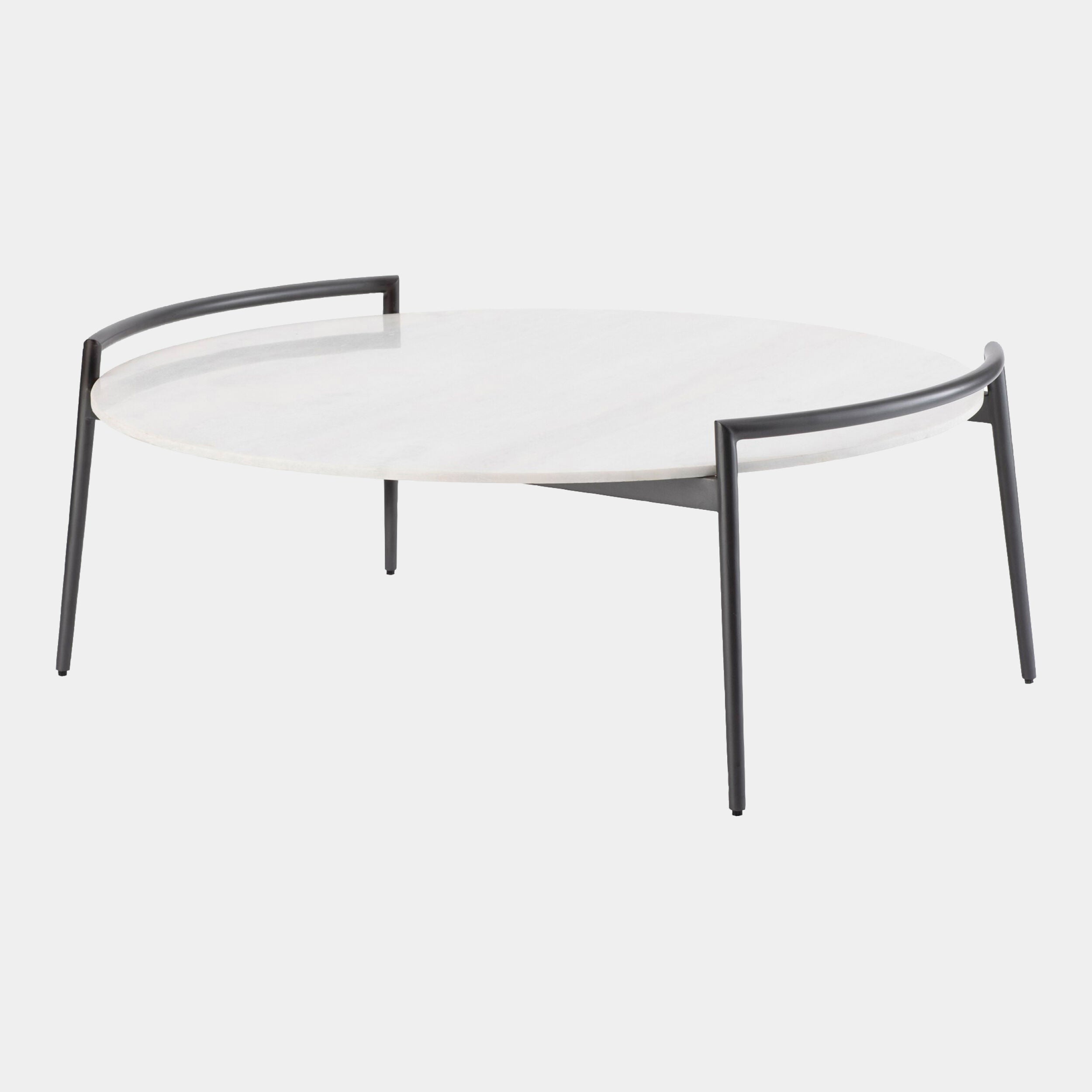Retro Round Coffee Table-Gunmetal/White