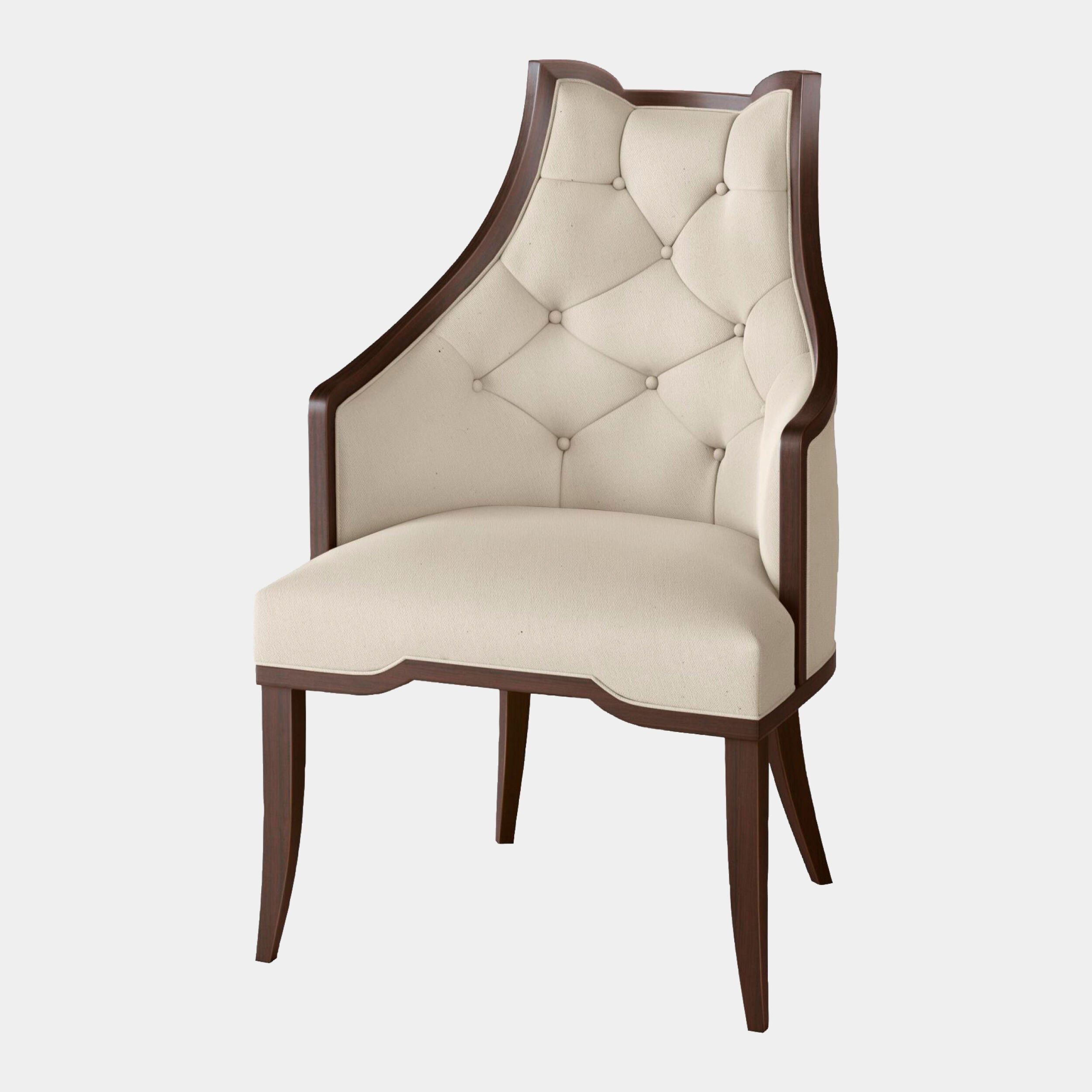 Logan Arm Chair-Walnut-Muslin