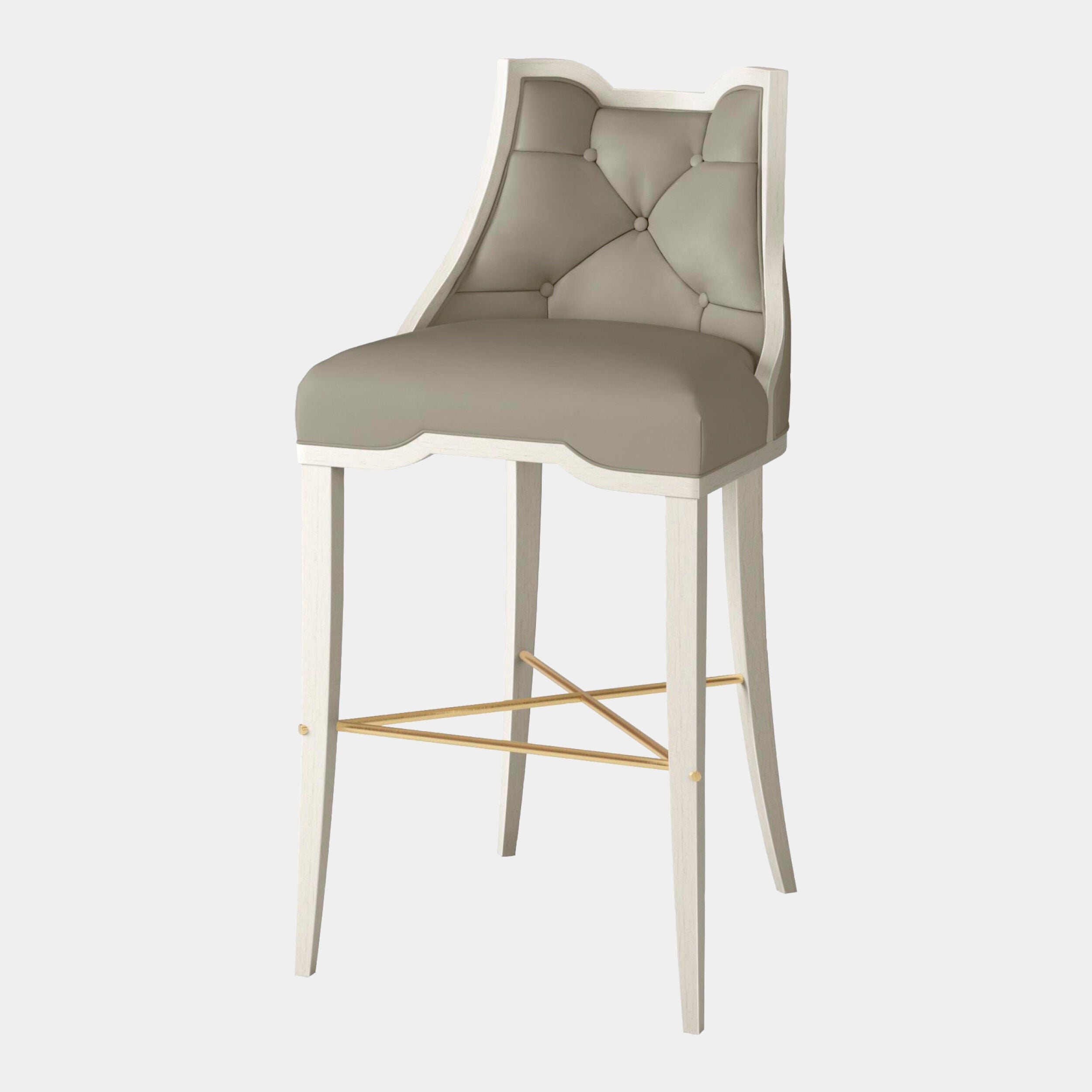 Logan Barstool-Antique White/Gray Leather