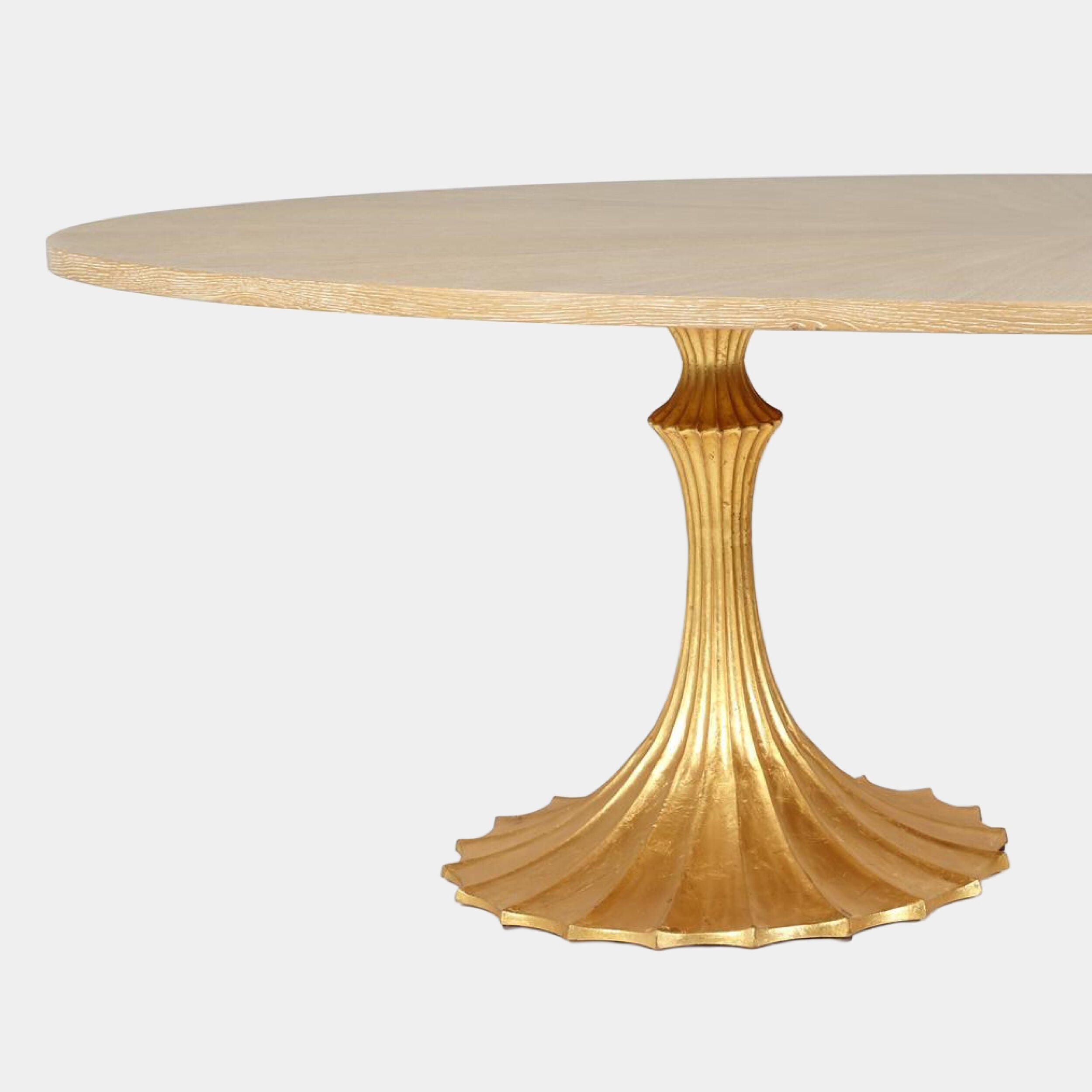 Landry Flute Table-96 Cerused Top-26 Gold Leaf