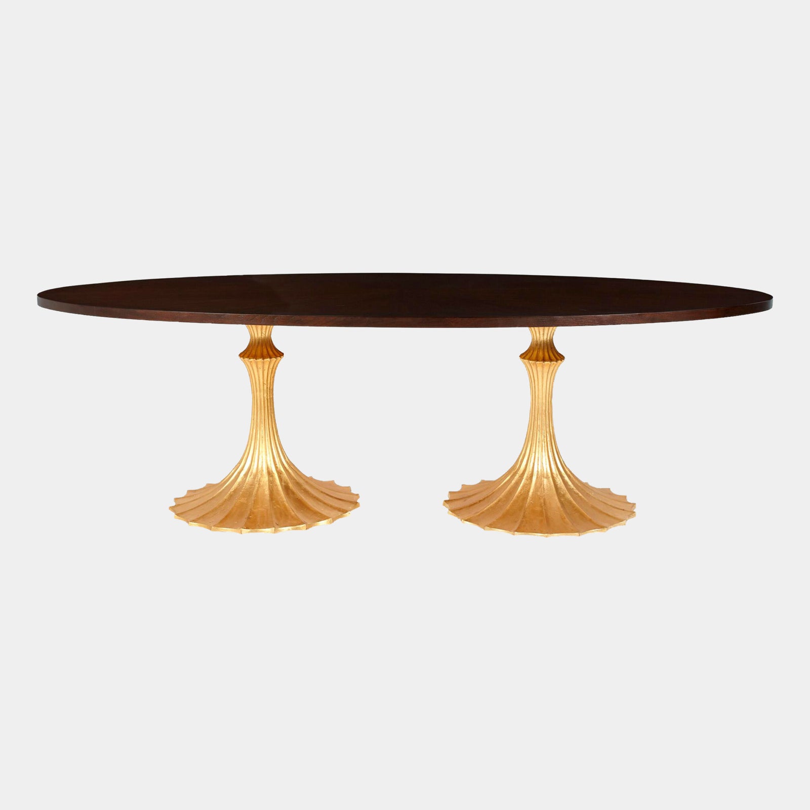 Landry Flute Table-96" Walnut Top-26" Gold Base
