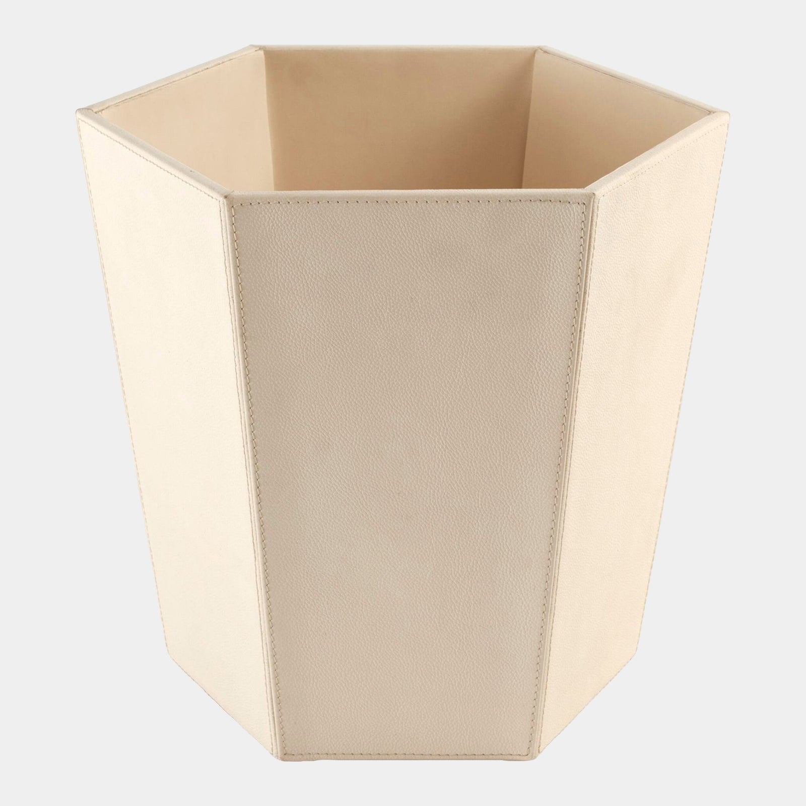 Tiffany Wastebasket-Ivory Leather
