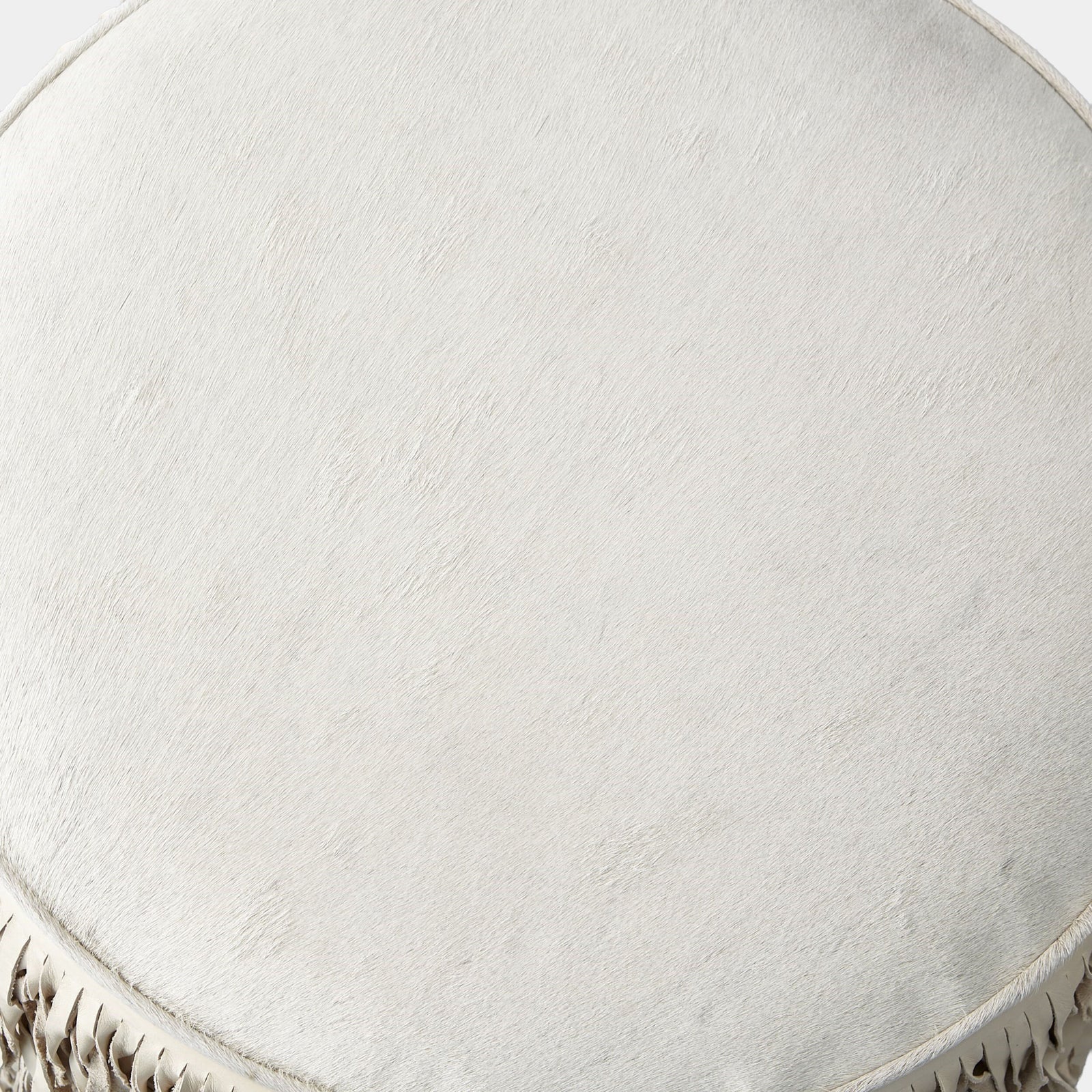 Thelma Fringe Ottoman-Ivory Hair-on-Hide