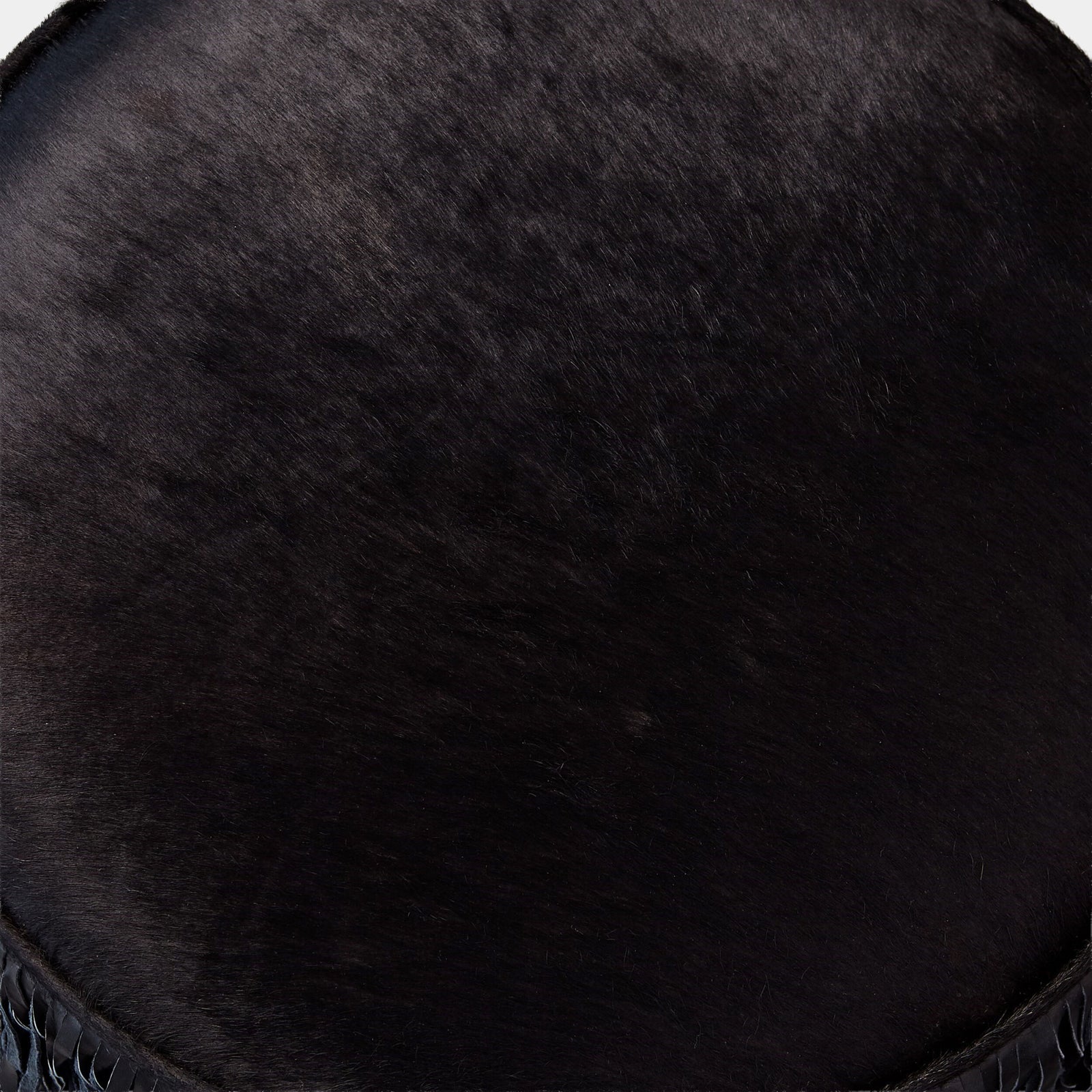 Thelma Fringe Ottoman-Black Hair-on-Hide