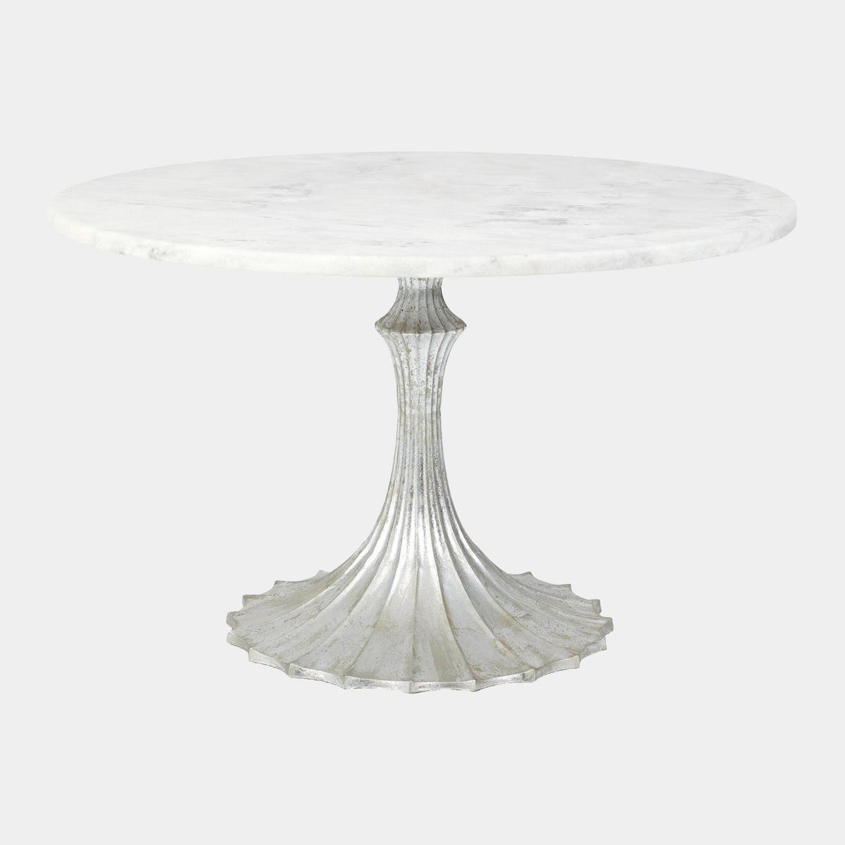 Landry Flute Table-48 Marble Top-26 Silver Base