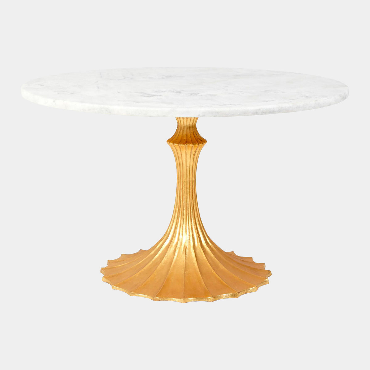Landry Flute Table-48" Marble Top-26" Gold Base