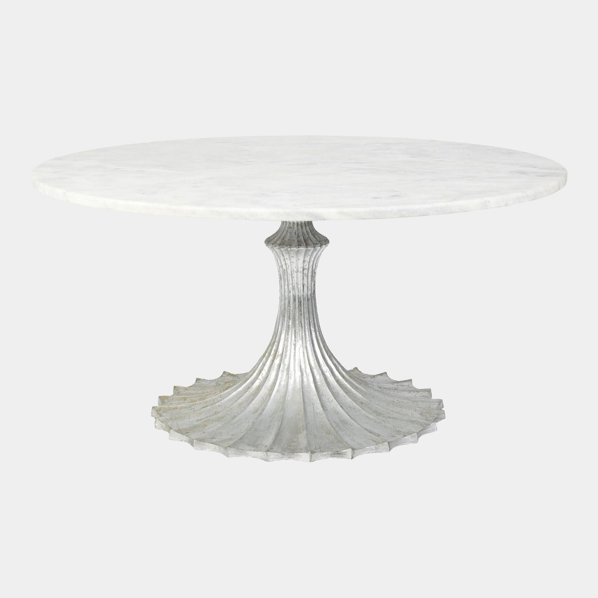 Landry Flute Table-60 Marble Top-34 Silver Base