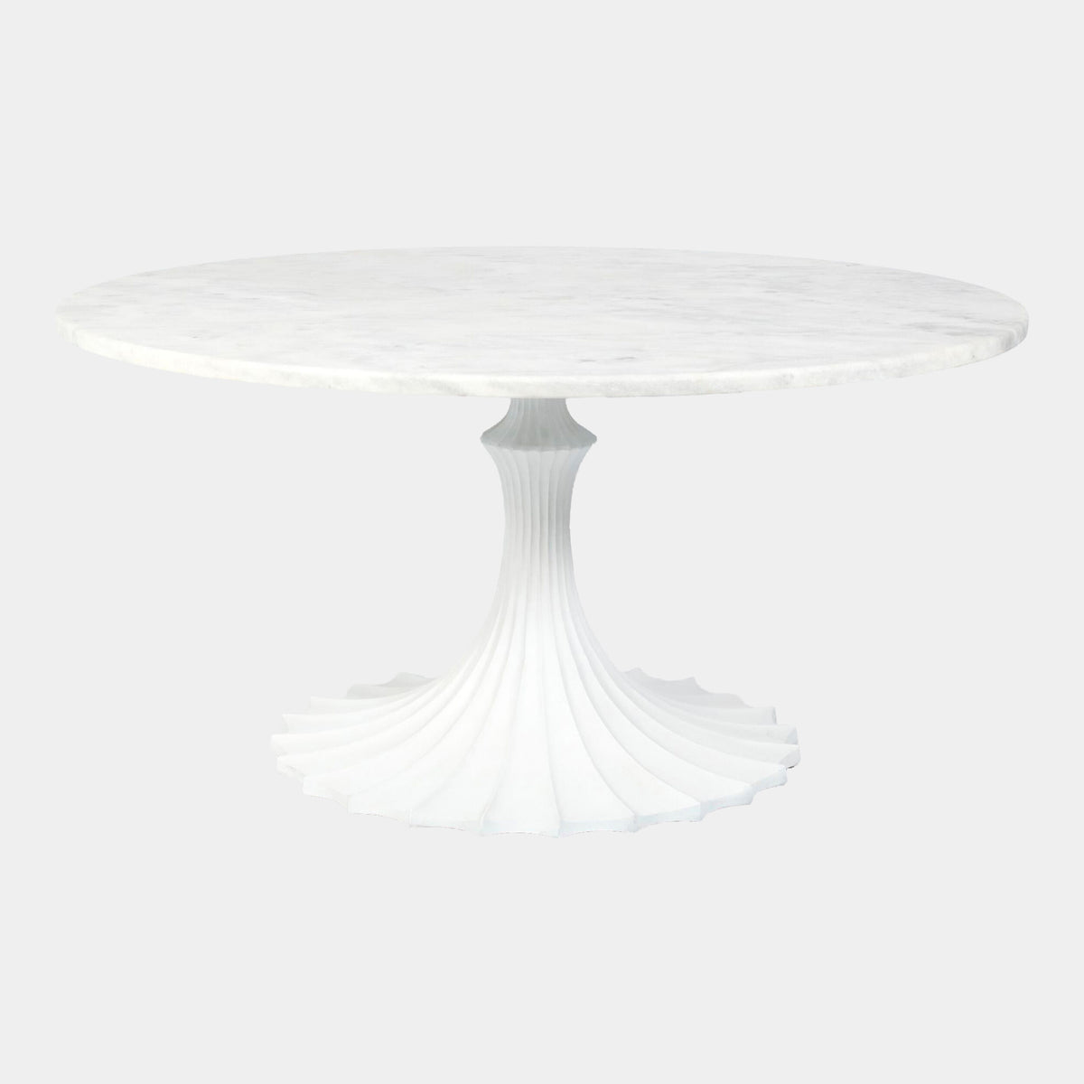 Landry Flute Table-60 Marble Top-34 White Base