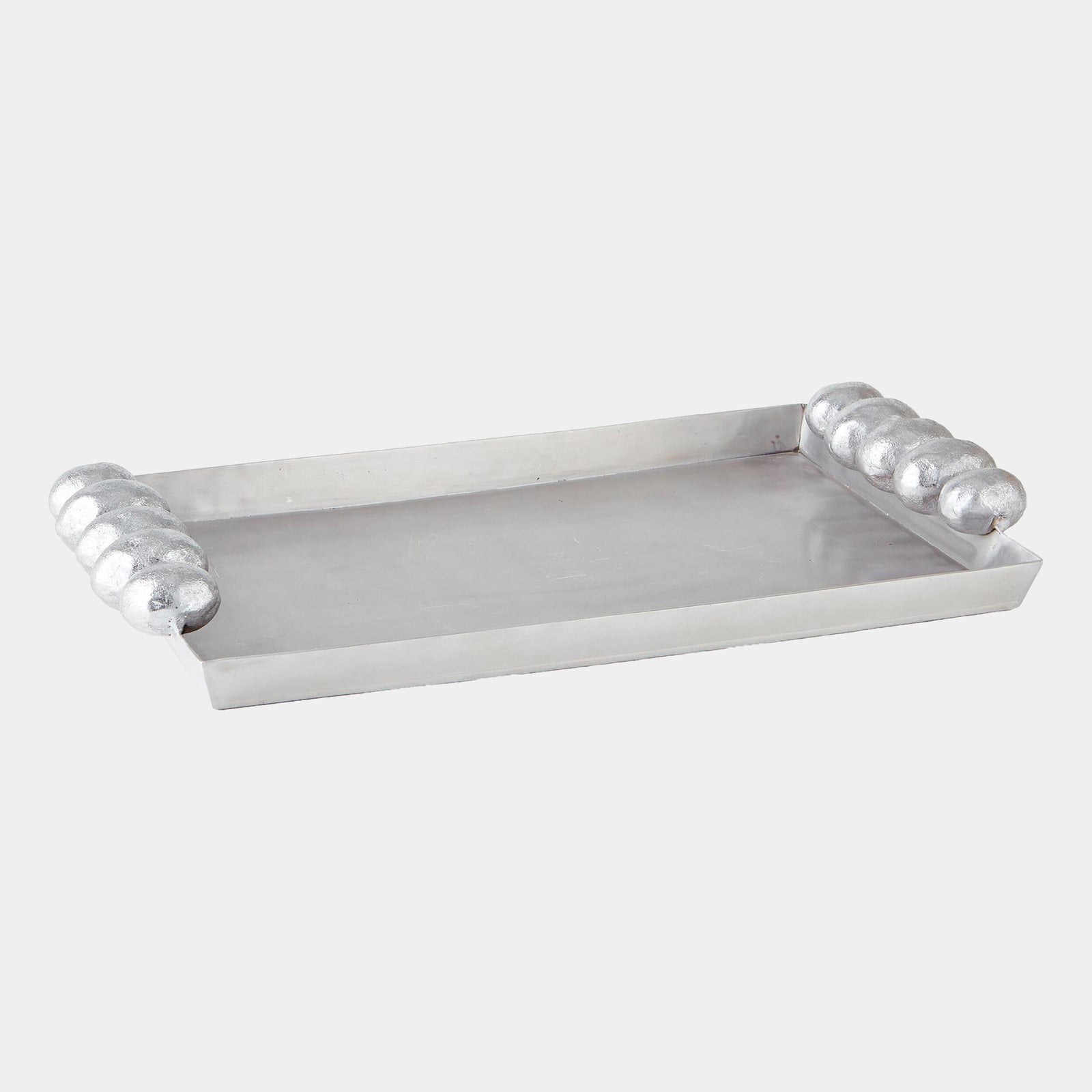 Nedar Tray-Nickel w/Silver Leaf Handles