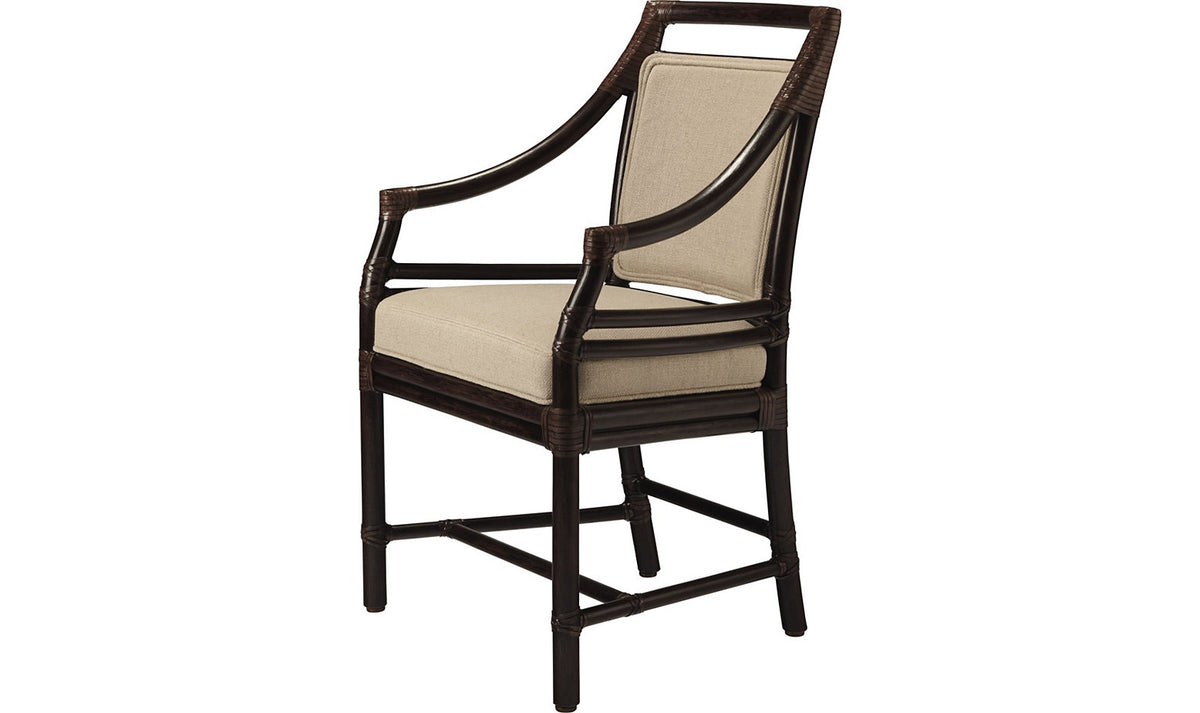 Rattan Target(R) Arm Chair, (Upholstered Back) – Accent Chairs by Baker Furniture | Sutter & Vale